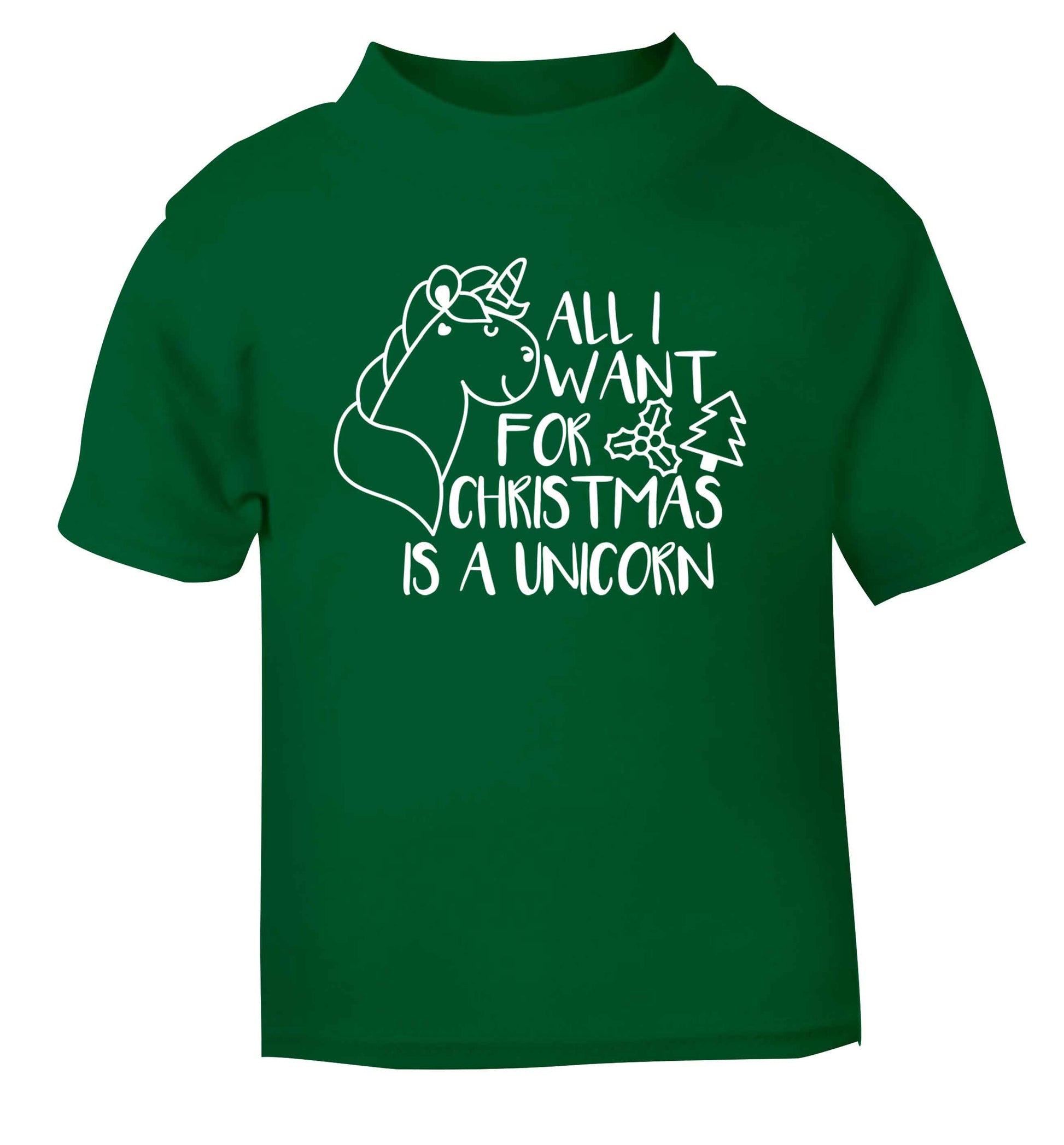 All I want for Christmas is a unicorn green Baby Toddler Tshirt 2 Years