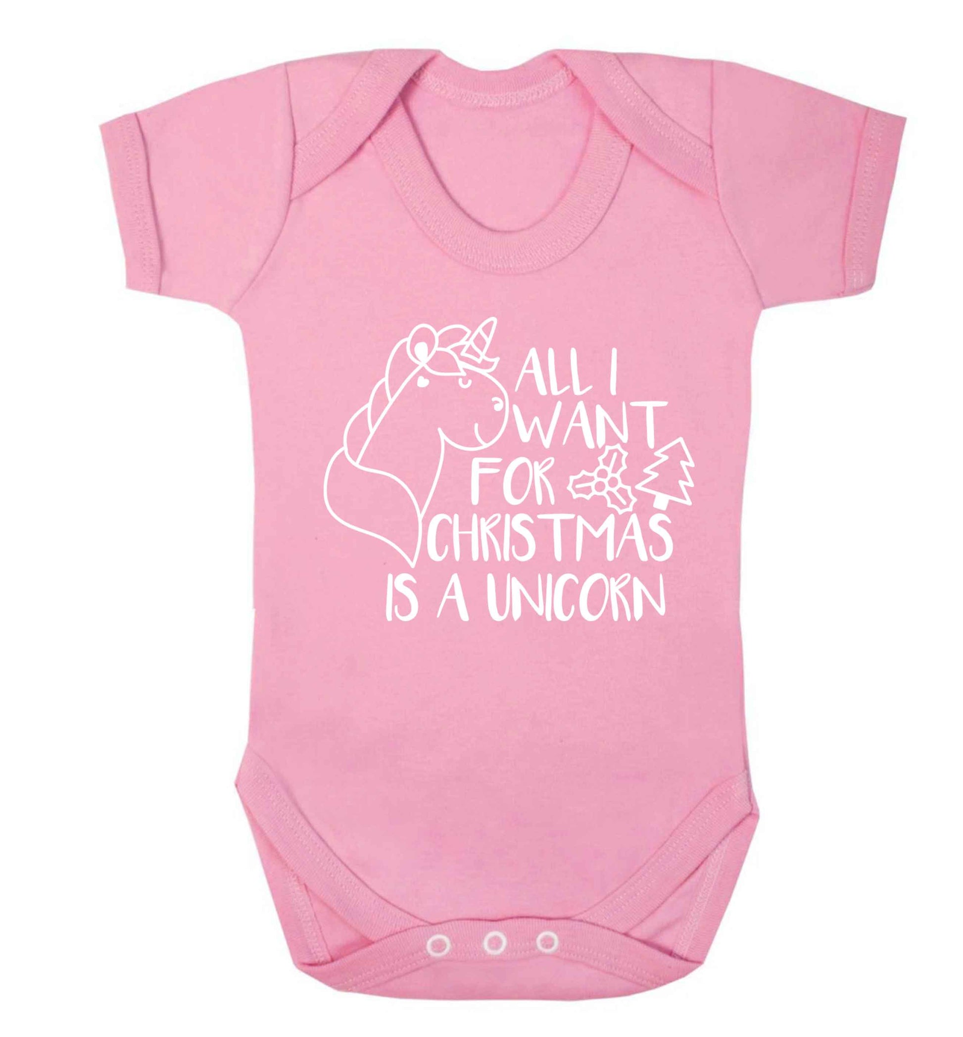 All I want for Christmas is a unicorn Baby Vest pale pink 18-24 months