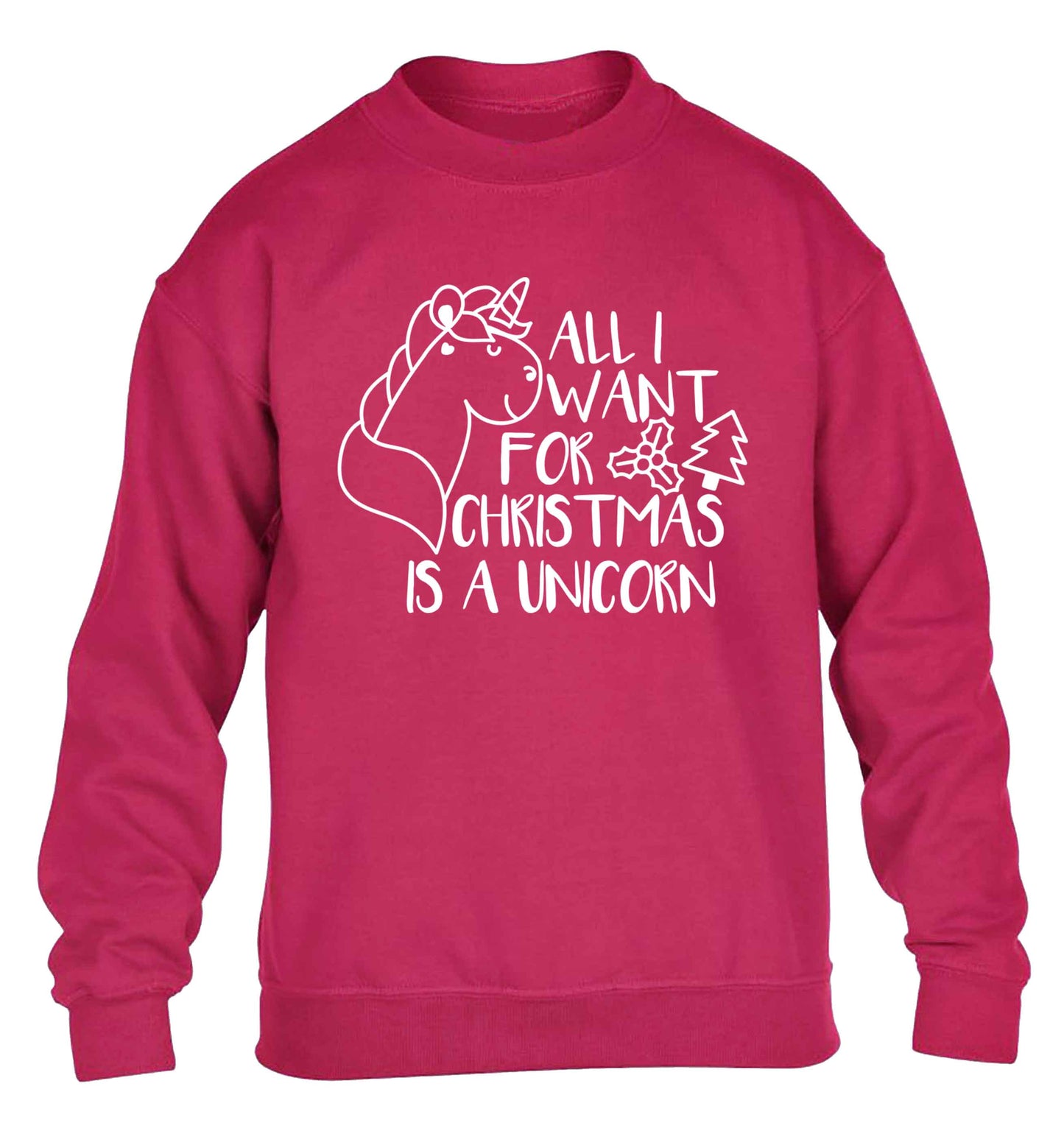 All I want for Christmas is a unicorn children's pink sweater 12-13 Years