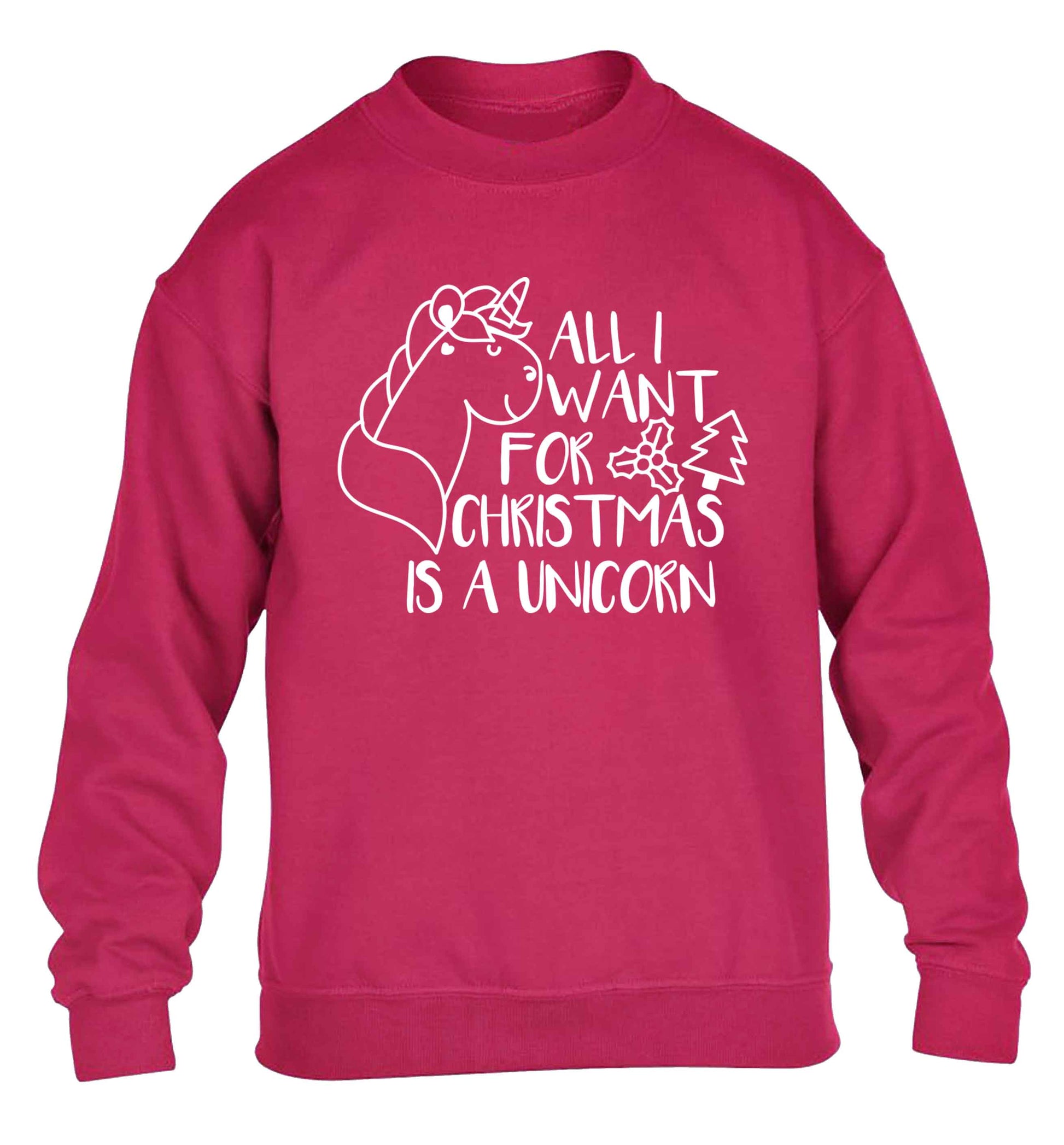 All I want for Christmas is a unicorn children's pink sweater 12-13 Years