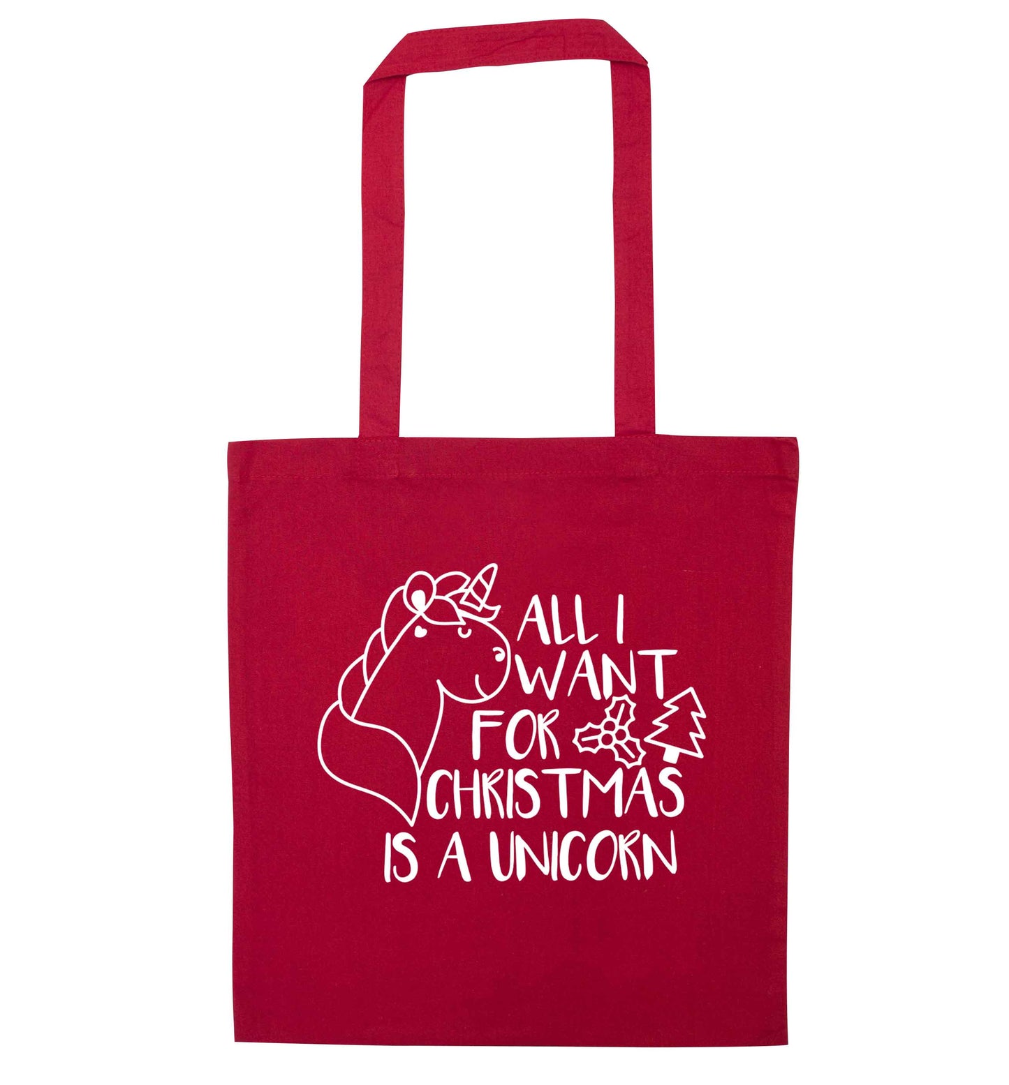 All I want for Christmas is a unicorn red tote bag