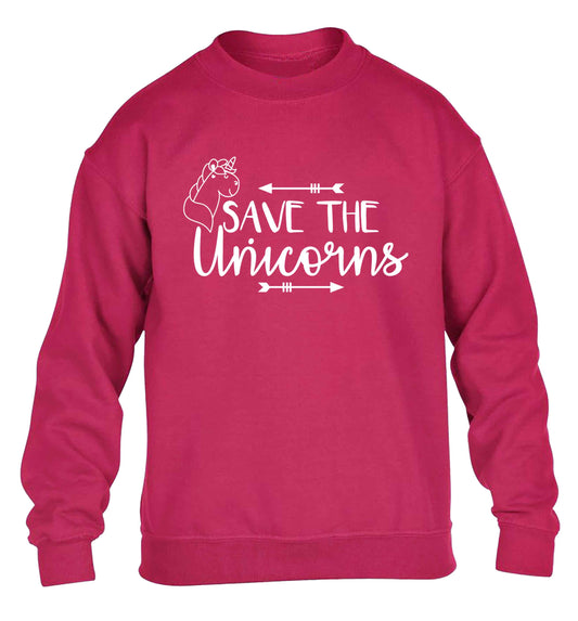 Save the unicorns children's pink sweater 12-13 Years