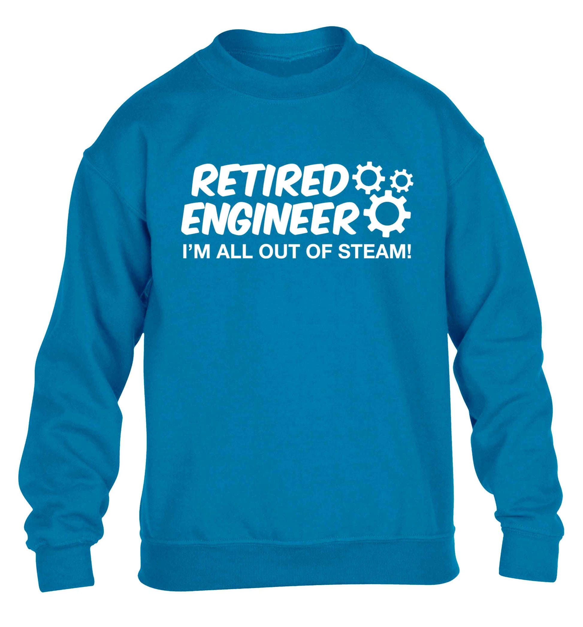 Retired engineer I'm all out of steam children's blue sweater 12-13 Years