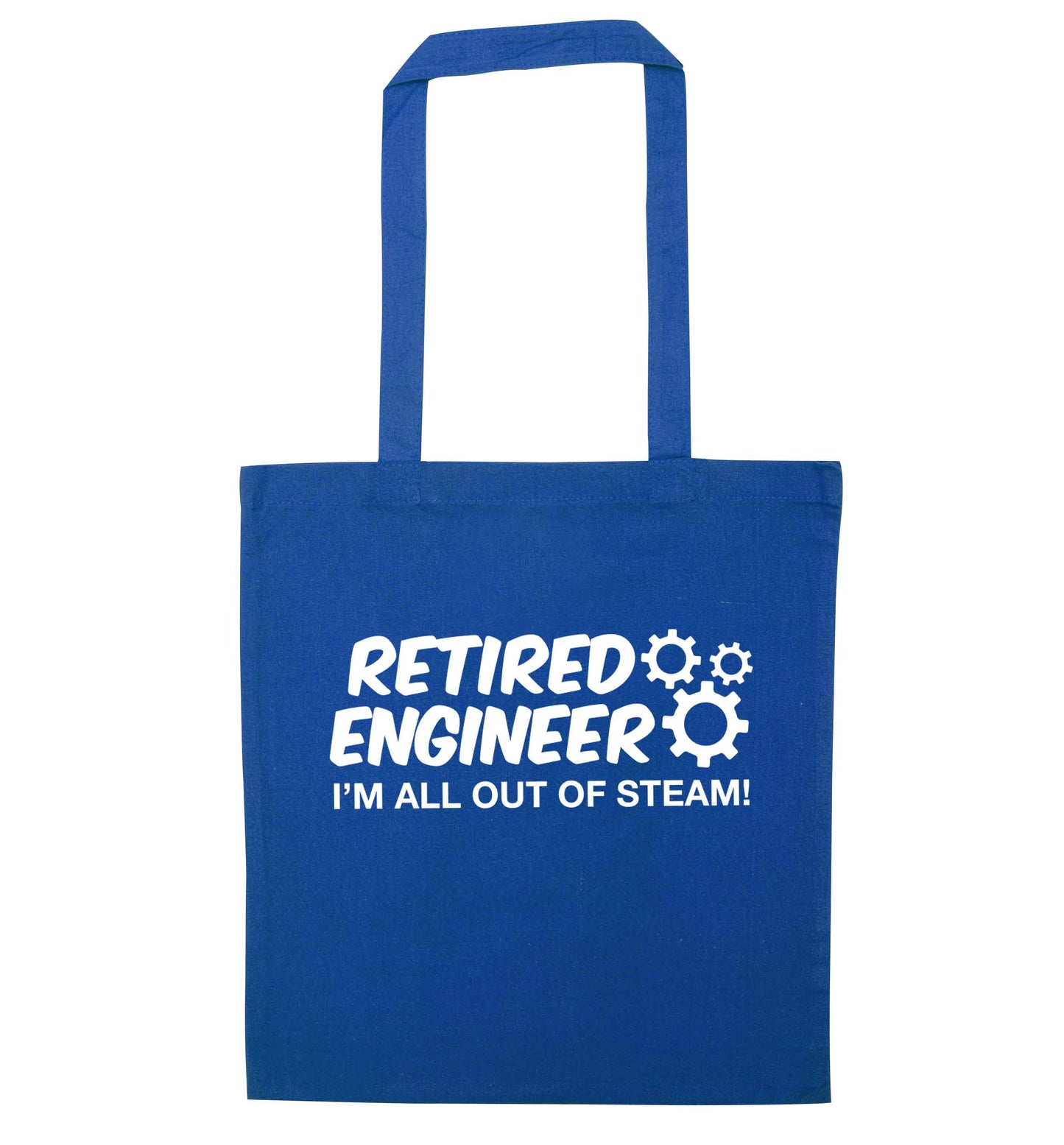 Retired engineer I'm all out of steam blue tote bag