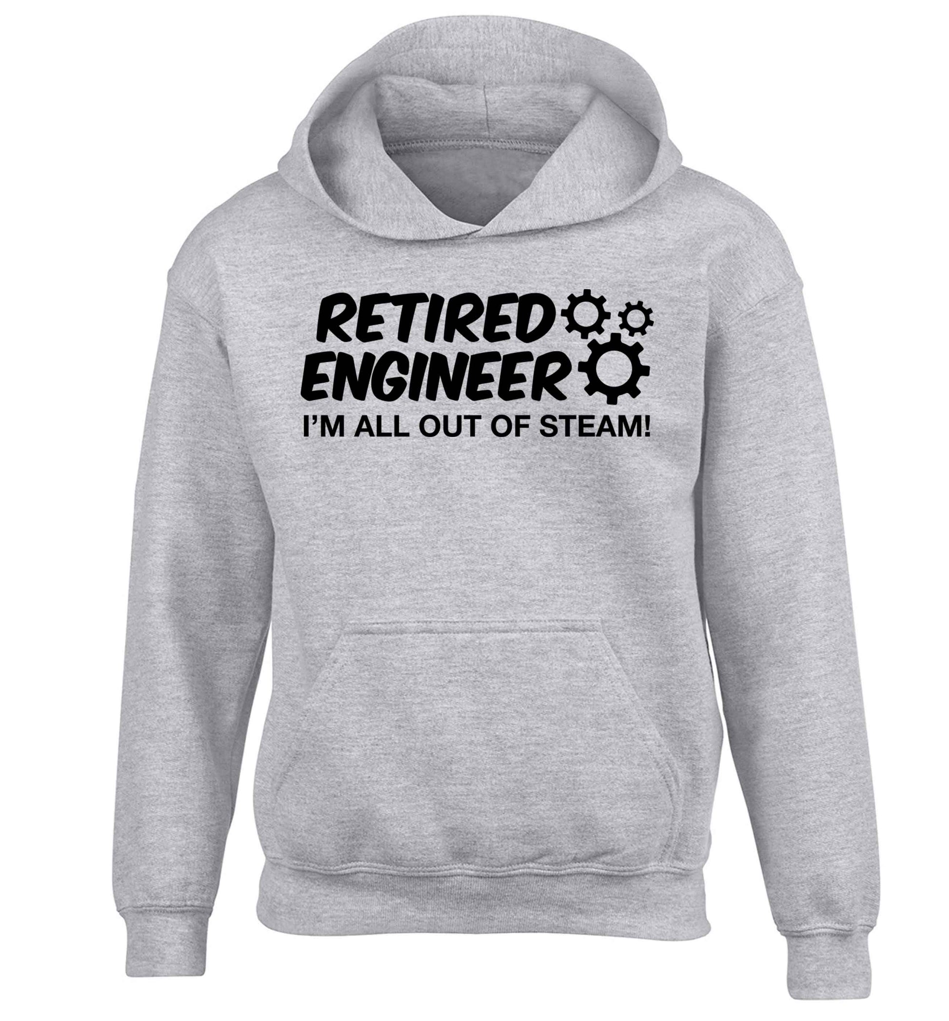 Retired engineer I'm all out of steam children's grey hoodie 12-13 Years