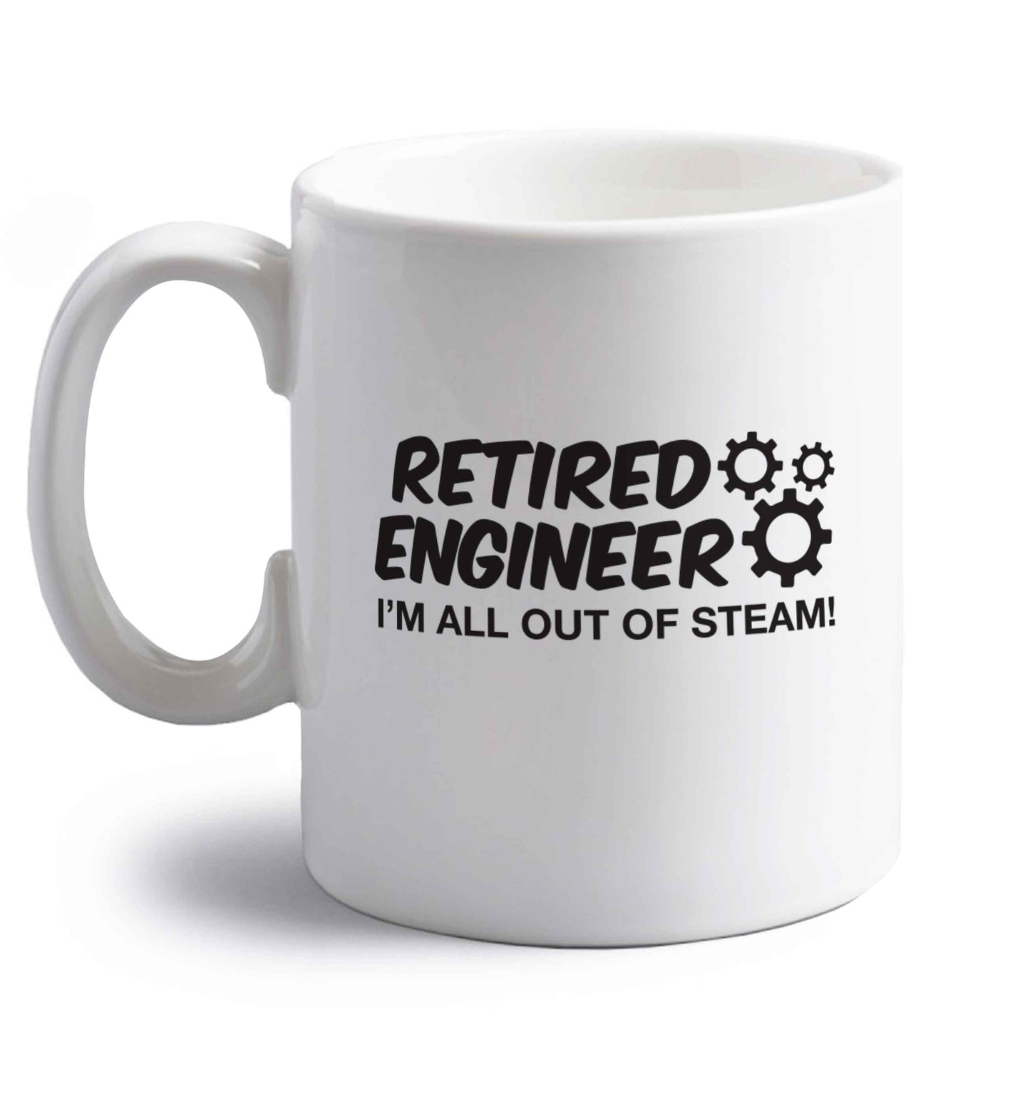 Retired engineer I'm all out of steam right handed white ceramic mug 