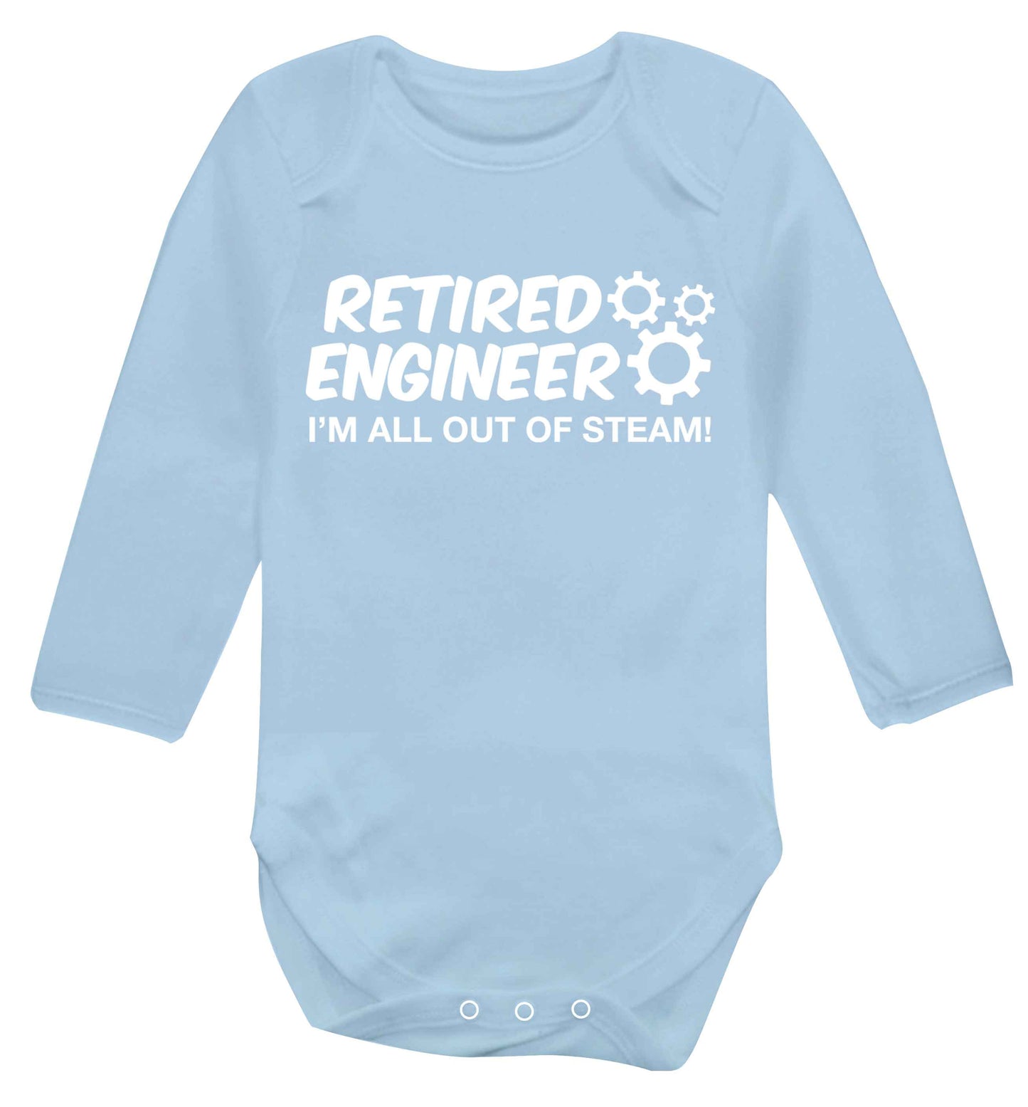 Retired engineer I'm all out of steam Baby Vest long sleeved pale blue 6-12 months