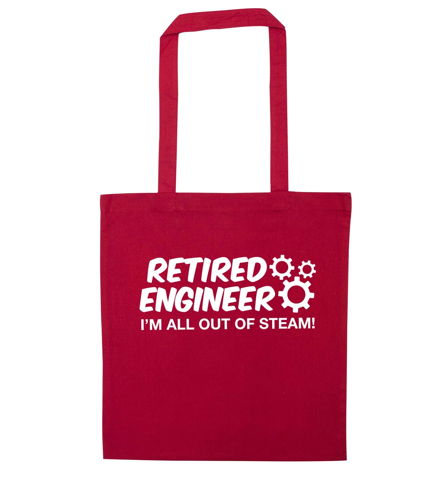 Retired engineer I'm all out of steam red tote bag