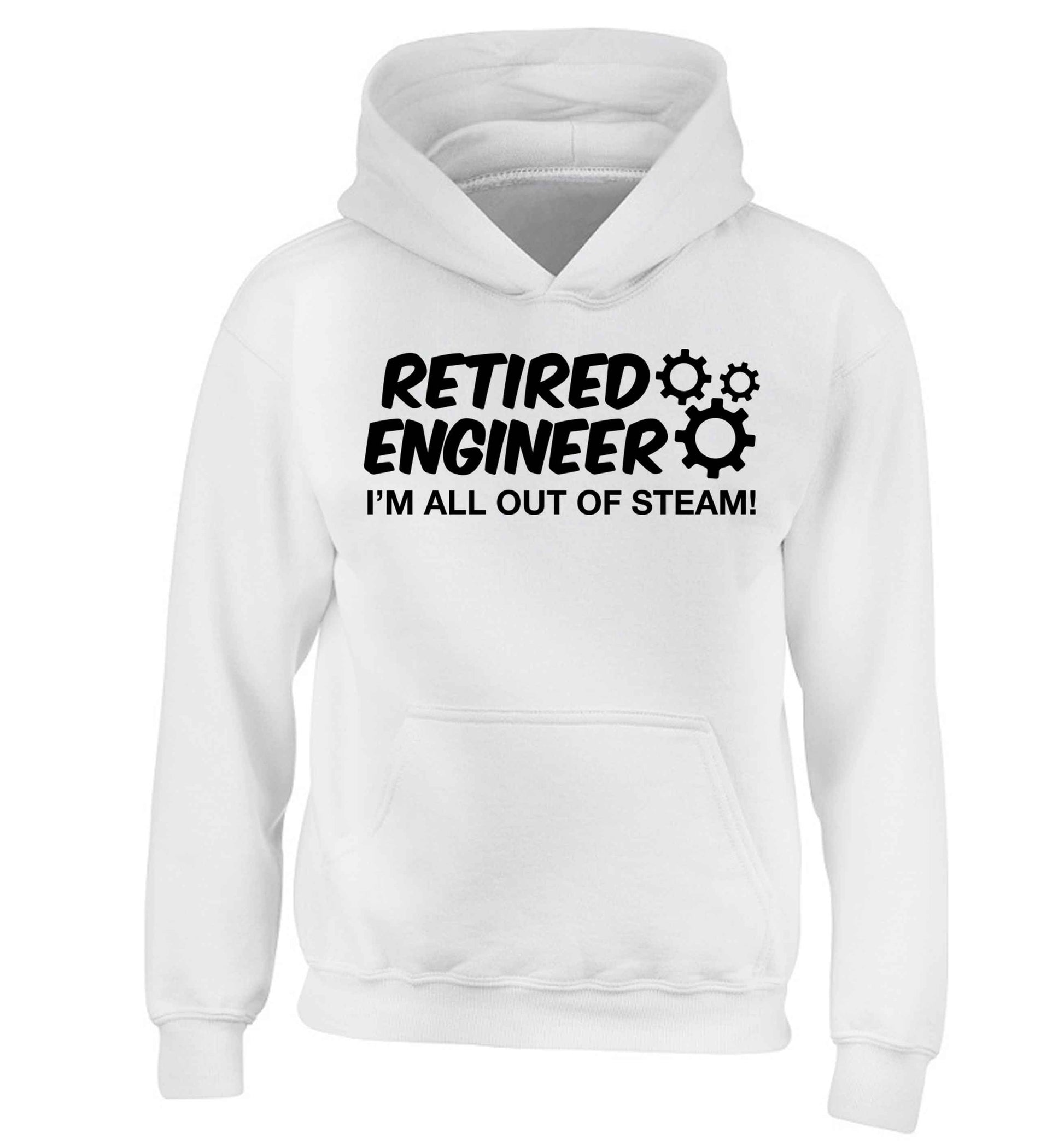 Retired engineer I'm all out of steam children's white hoodie 12-13 Years