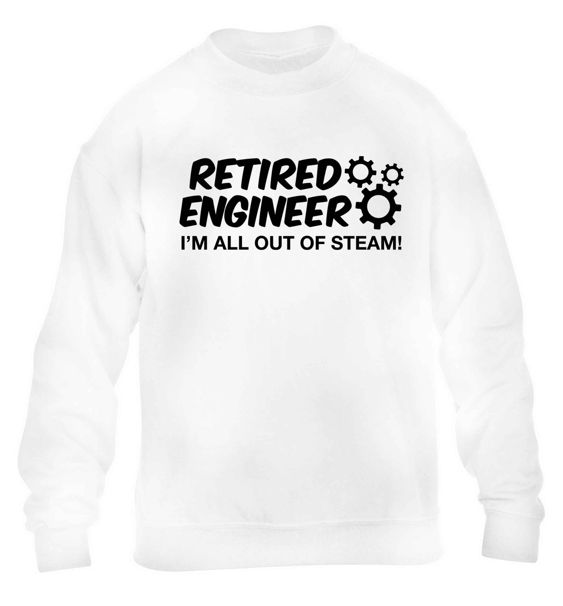 Retired engineer I'm all out of steam children's white sweater 12-13 Years