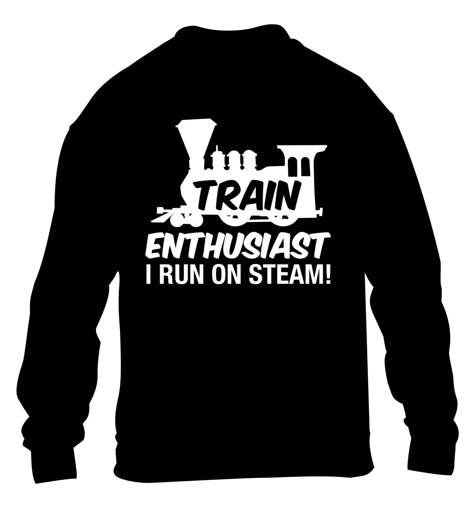 Train enthusiast I run on steam children's black sweater 12-13 Years