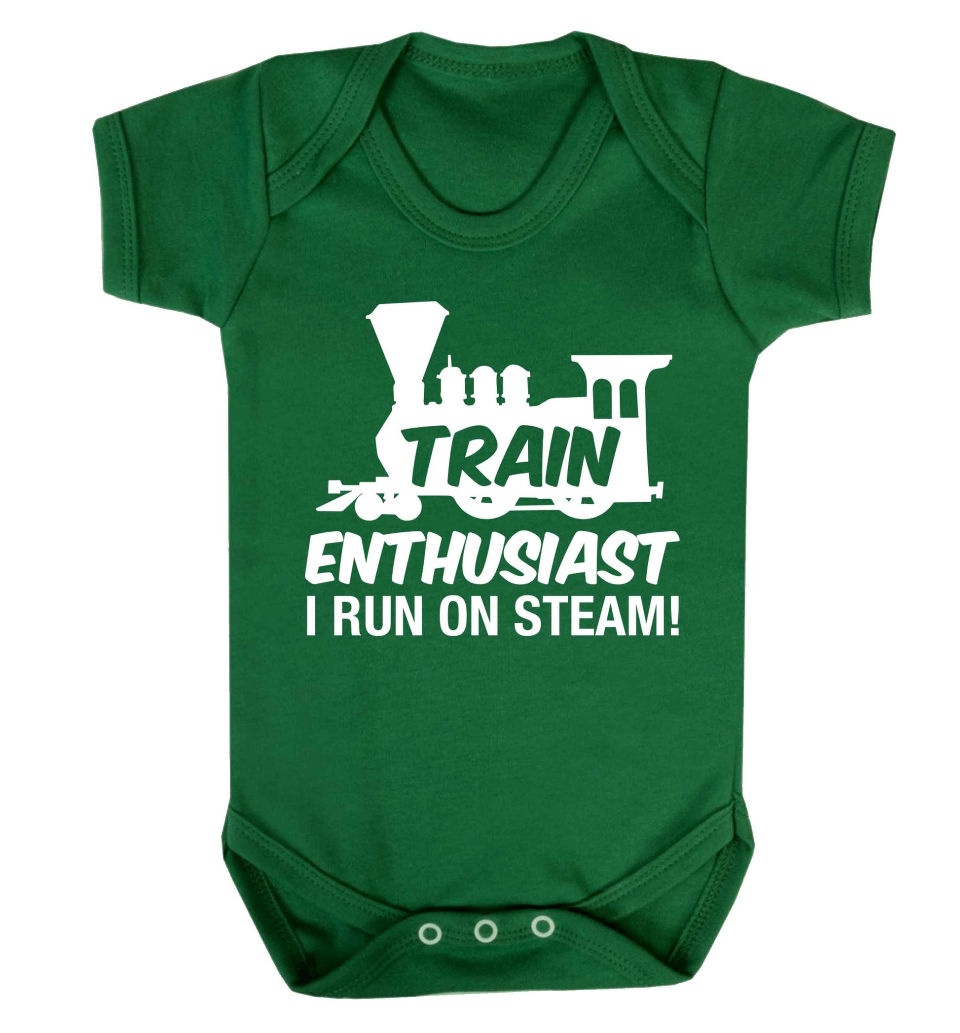 Train enthusiast I run on steam Baby Vest green 18-24 months
