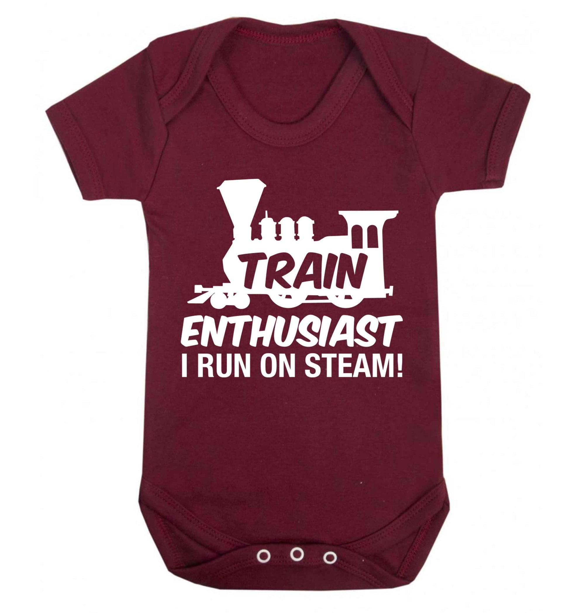 Train enthusiast I run on steam Baby Vest maroon 18-24 months