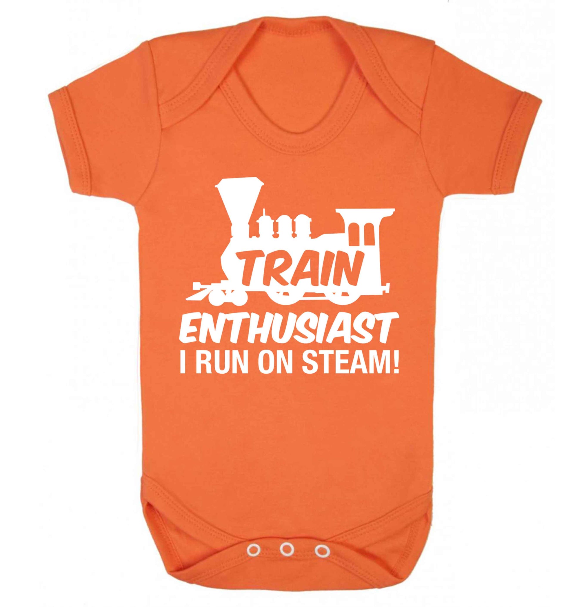 Train enthusiast I run on steam Baby Vest orange 18-24 months