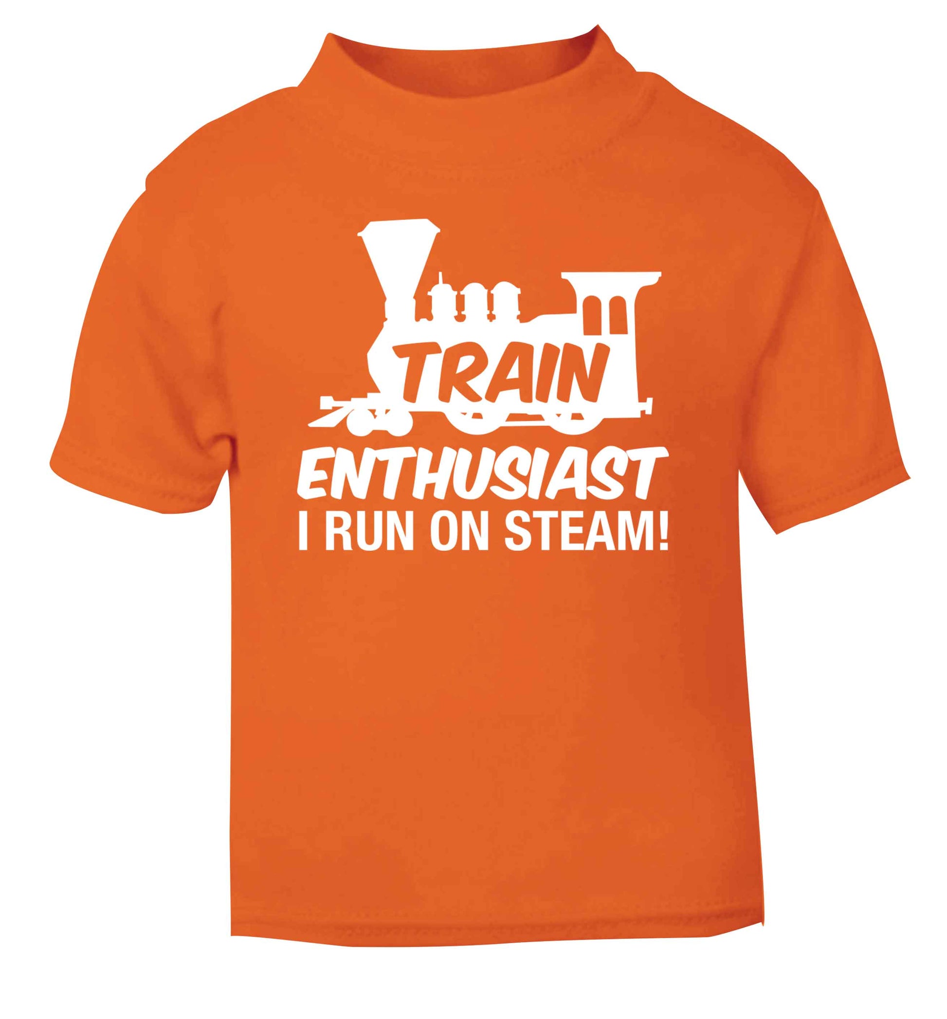 Train enthusiast I run on steam orange Baby Toddler Tshirt 2 Years