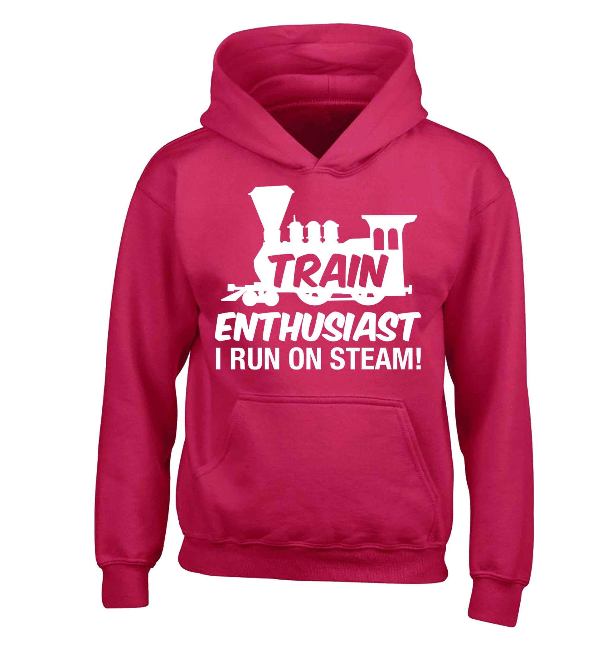 Train enthusiast I run on steam children's pink hoodie 12-13 Years