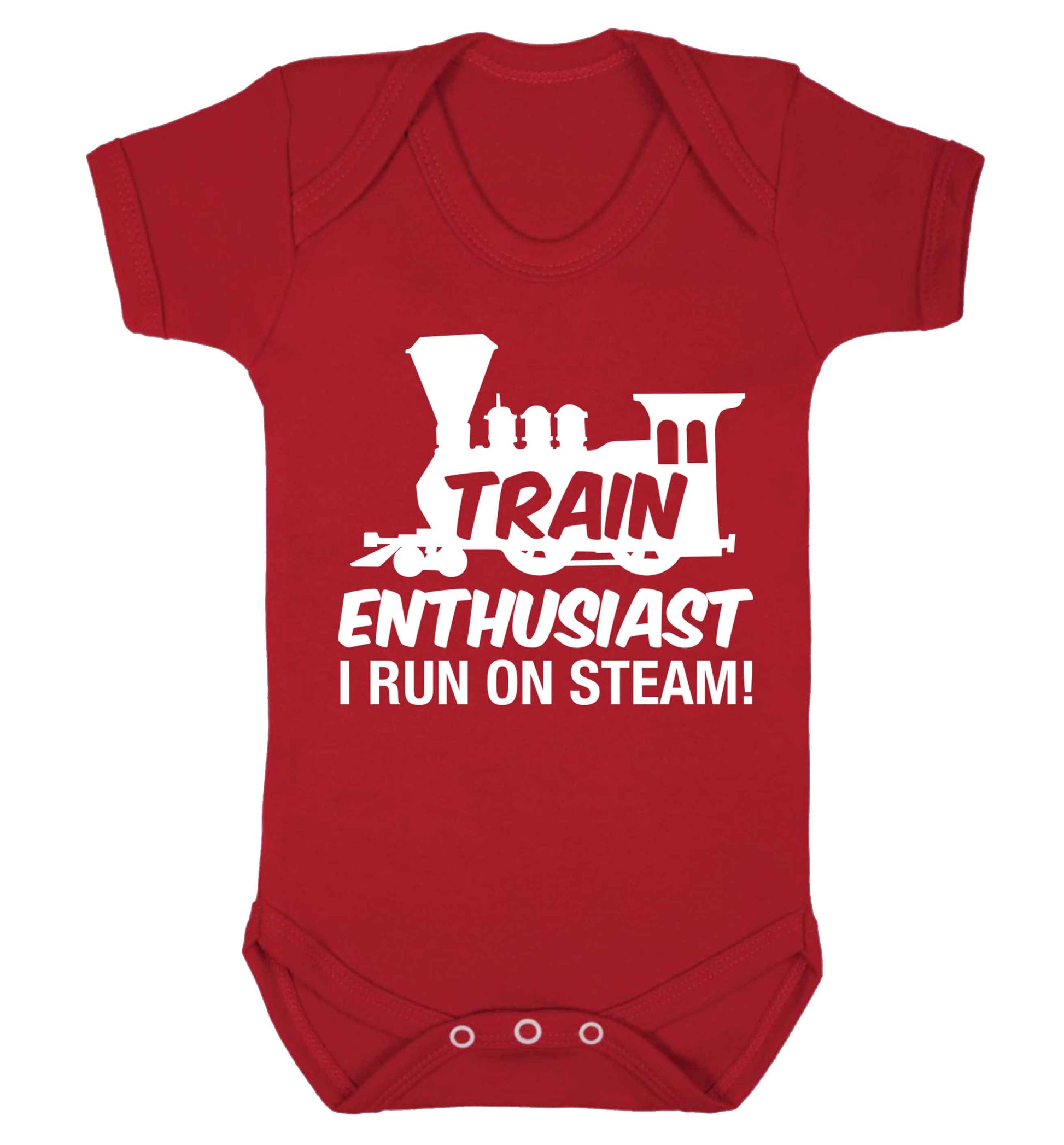 Train enthusiast I run on steam Baby Vest red 18-24 months