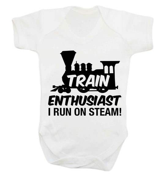 Train enthusiast I run on steam Baby Vest white 18-24 months