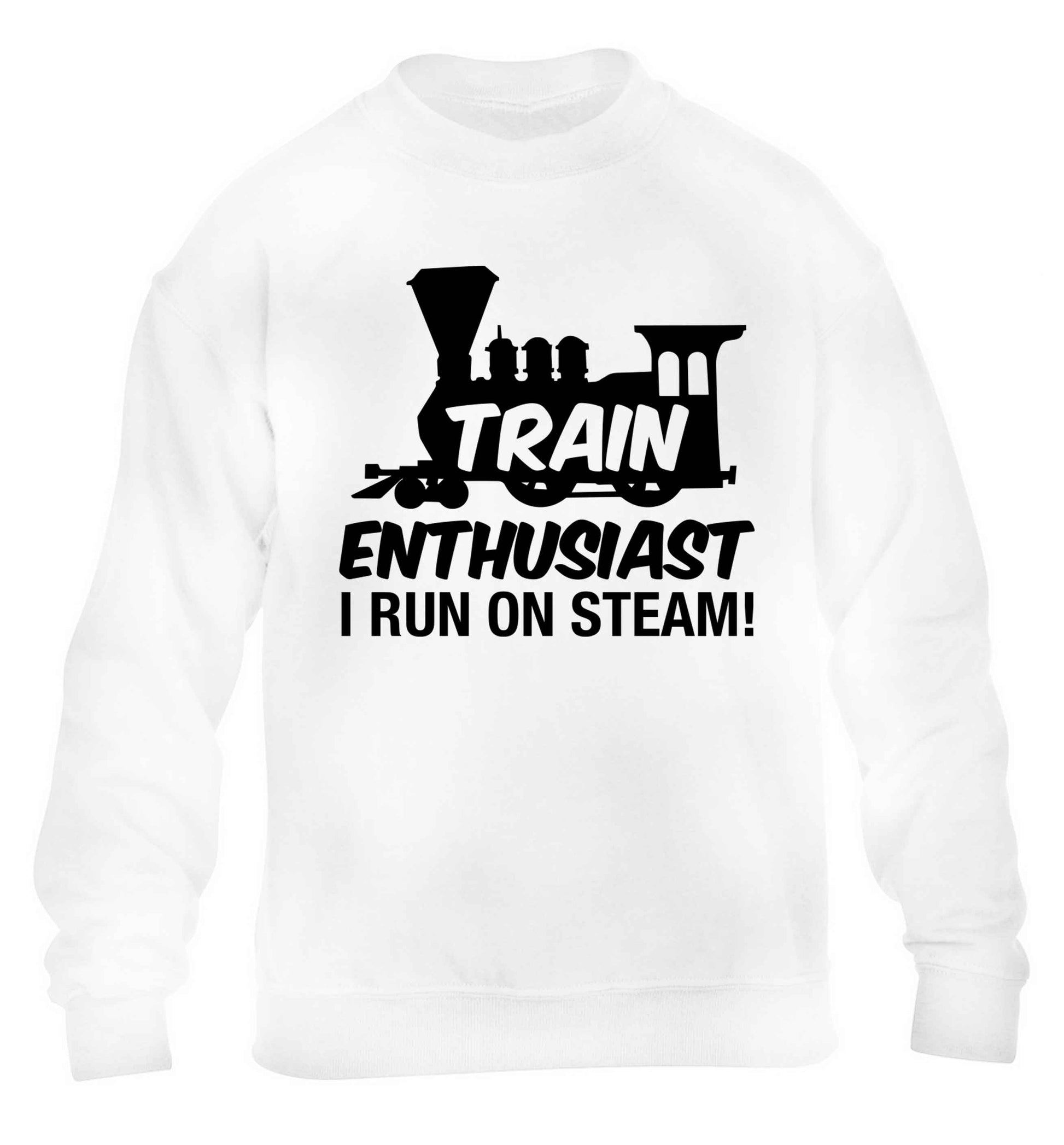 Train enthusiast I run on steam children's white sweater 12-13 Years