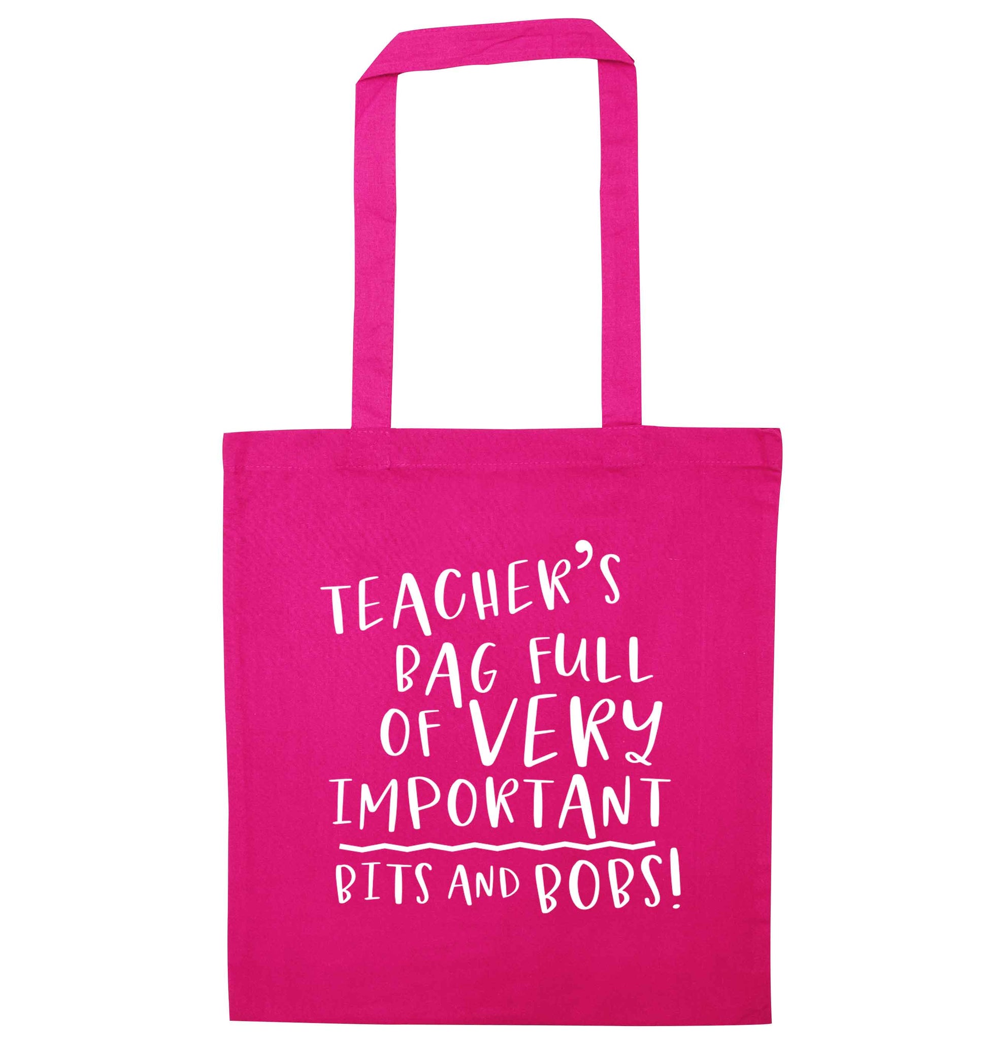 Teacher's bag full of very important bits and bobs pink tote bag