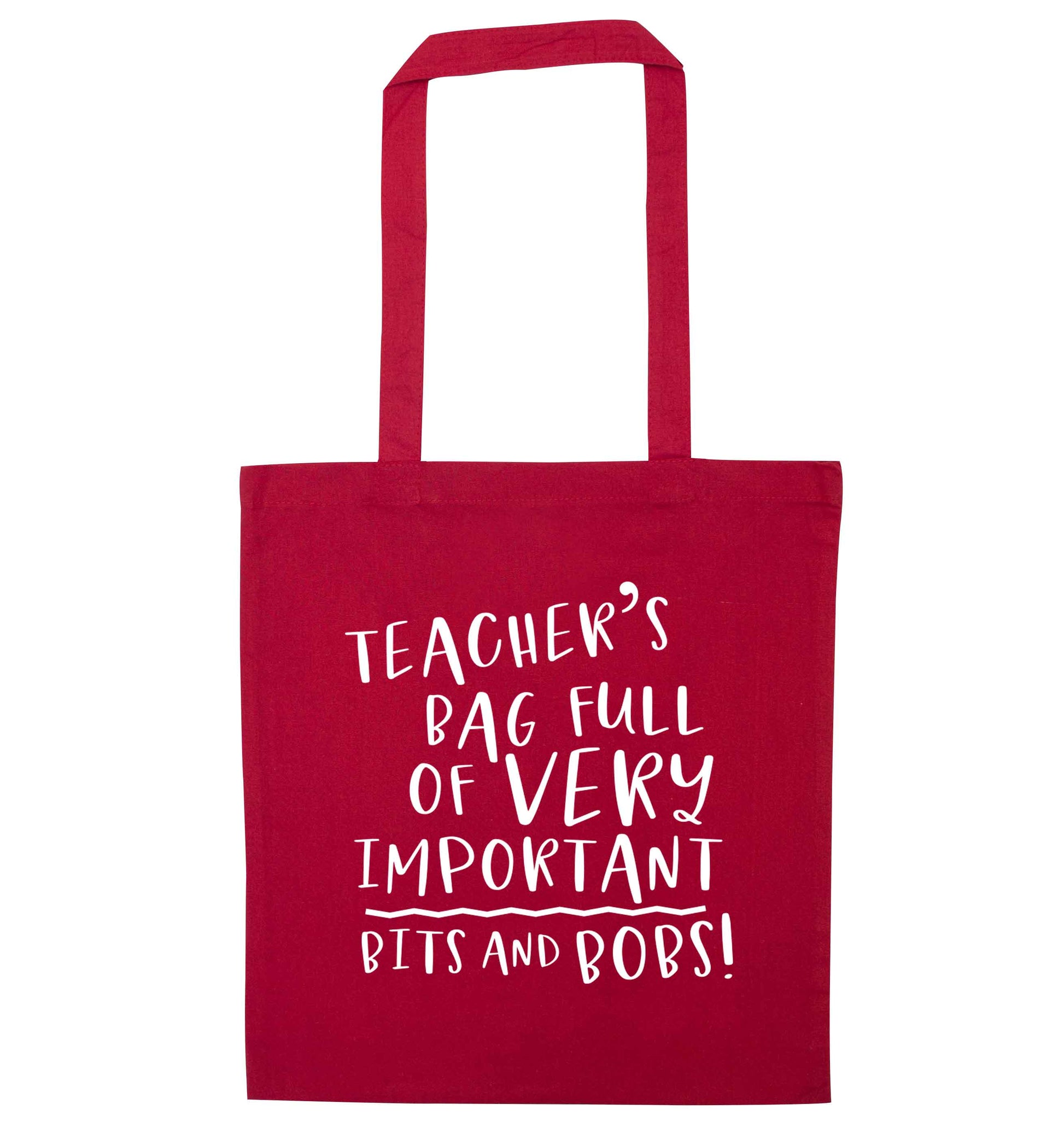 Teacher's bag full of very important bits and bobs red tote bag