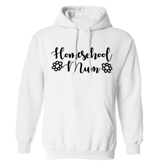 Homeschool mum adults unisex white hoodie 2XL