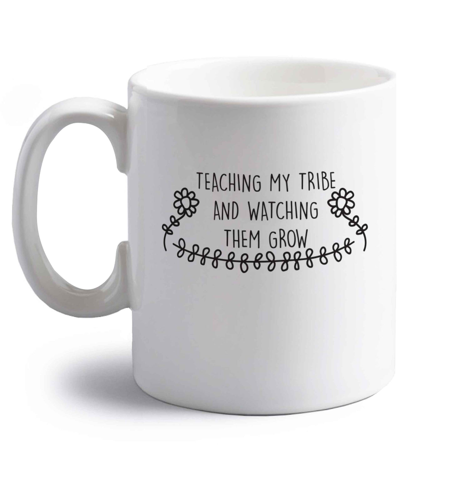 Teaching my tribe and watching them grow right handed white ceramic mug 