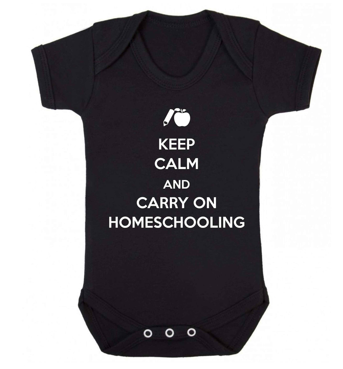 Keep calm and carry on homeschooling Baby Vest black 18-24 months