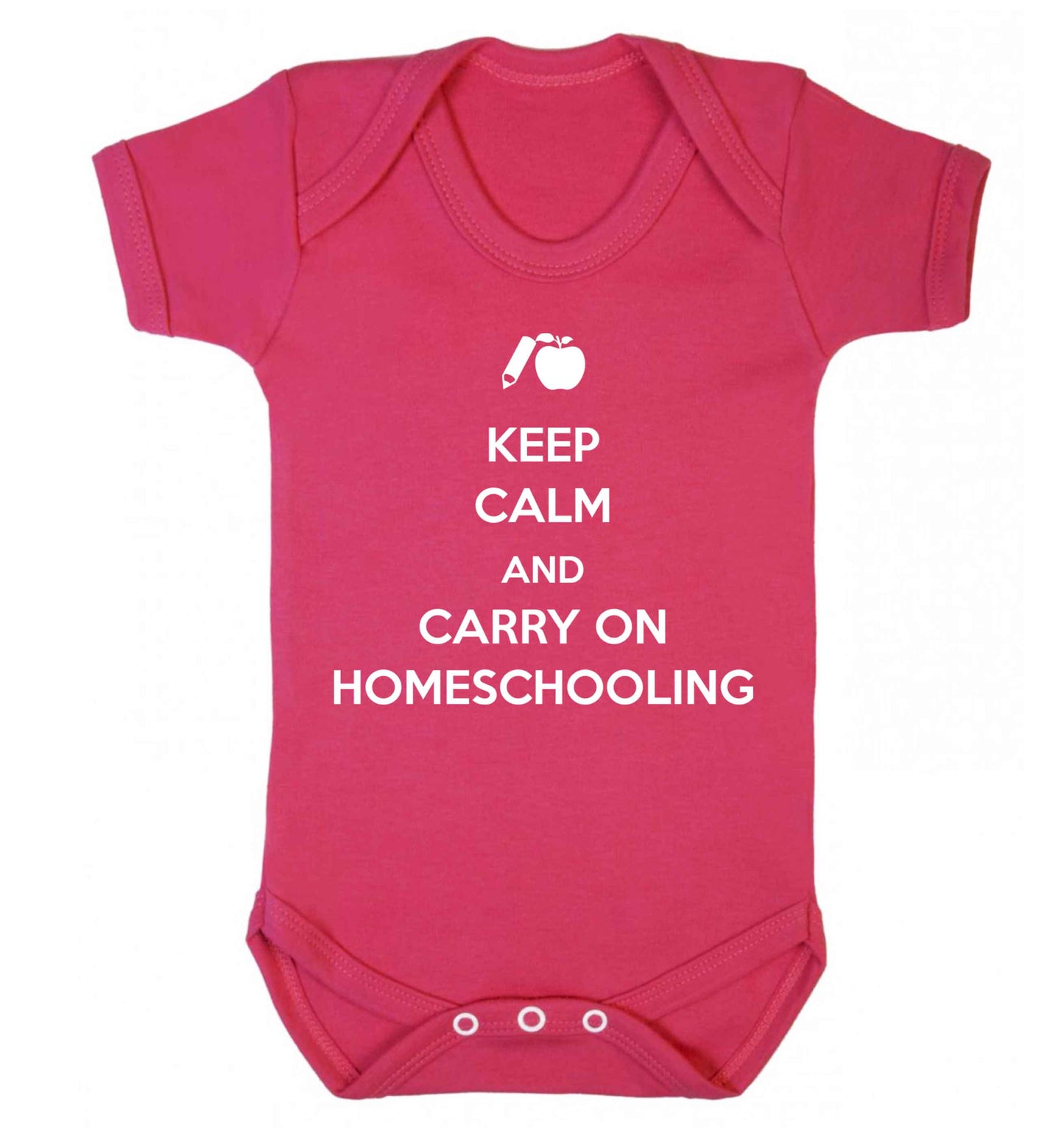 Keep calm and carry on homeschooling Baby Vest dark pink 18-24 months