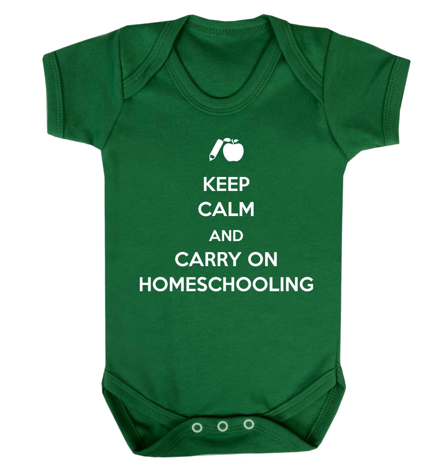 Keep calm and carry on homeschooling Baby Vest green 18-24 months