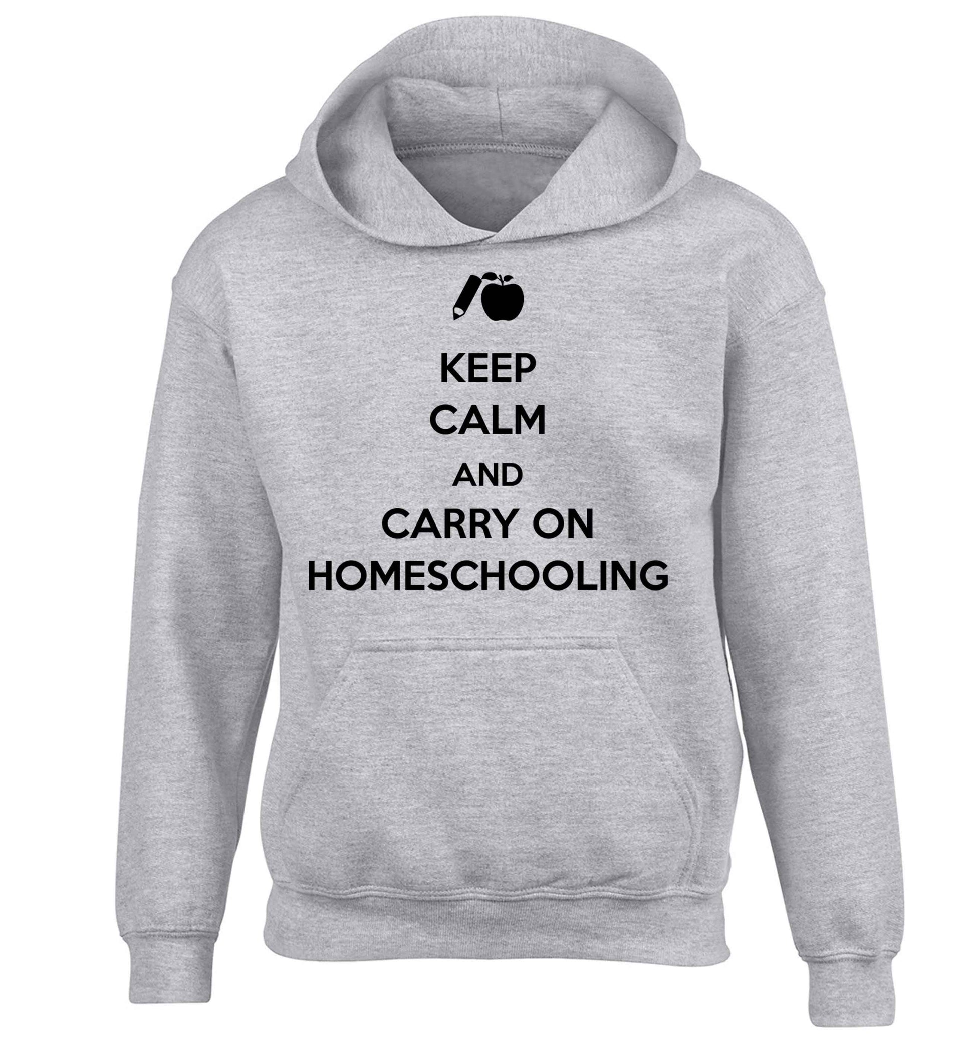Keep calm and carry on homeschooling children's grey hoodie 12-13 Years