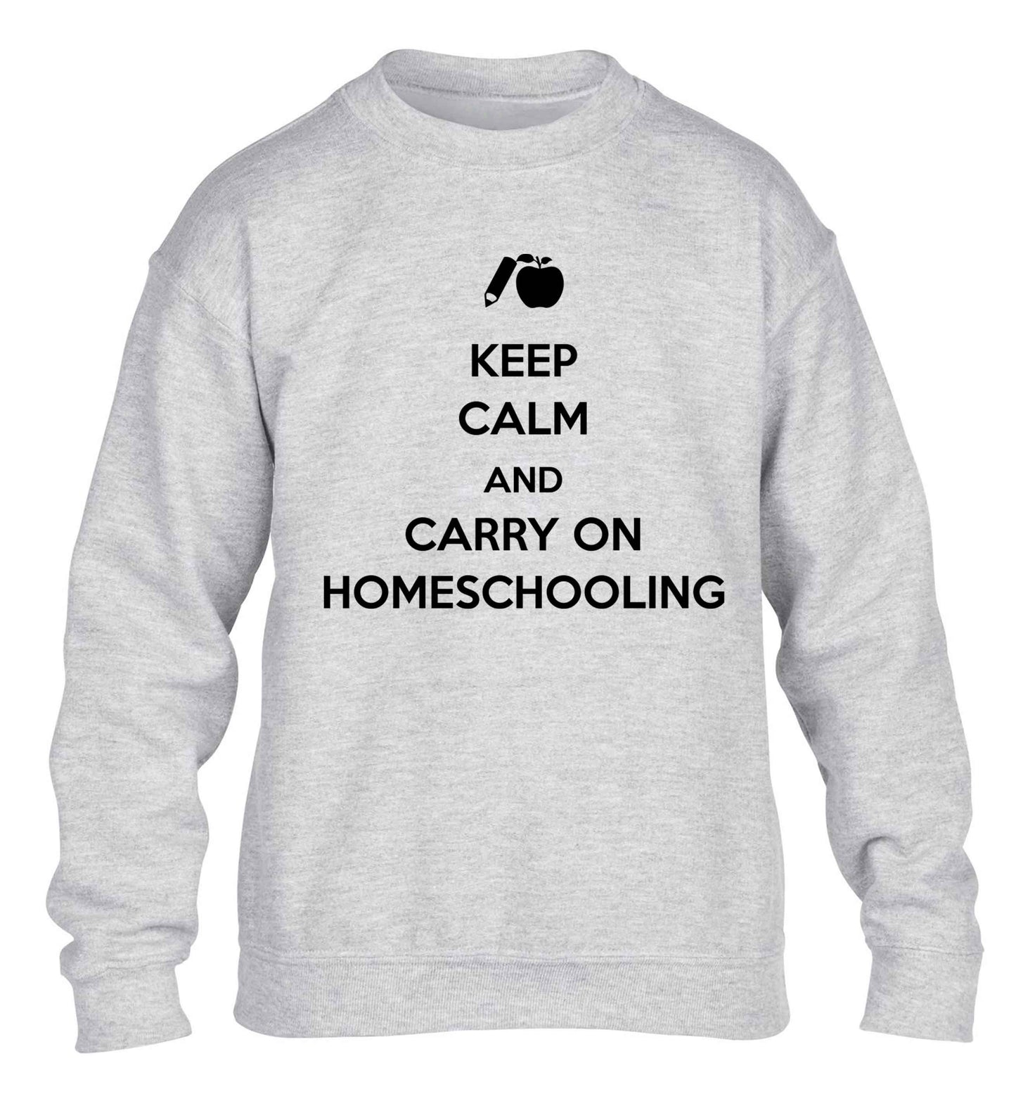 Keep calm and carry on homeschooling children's grey sweater 12-13 Years