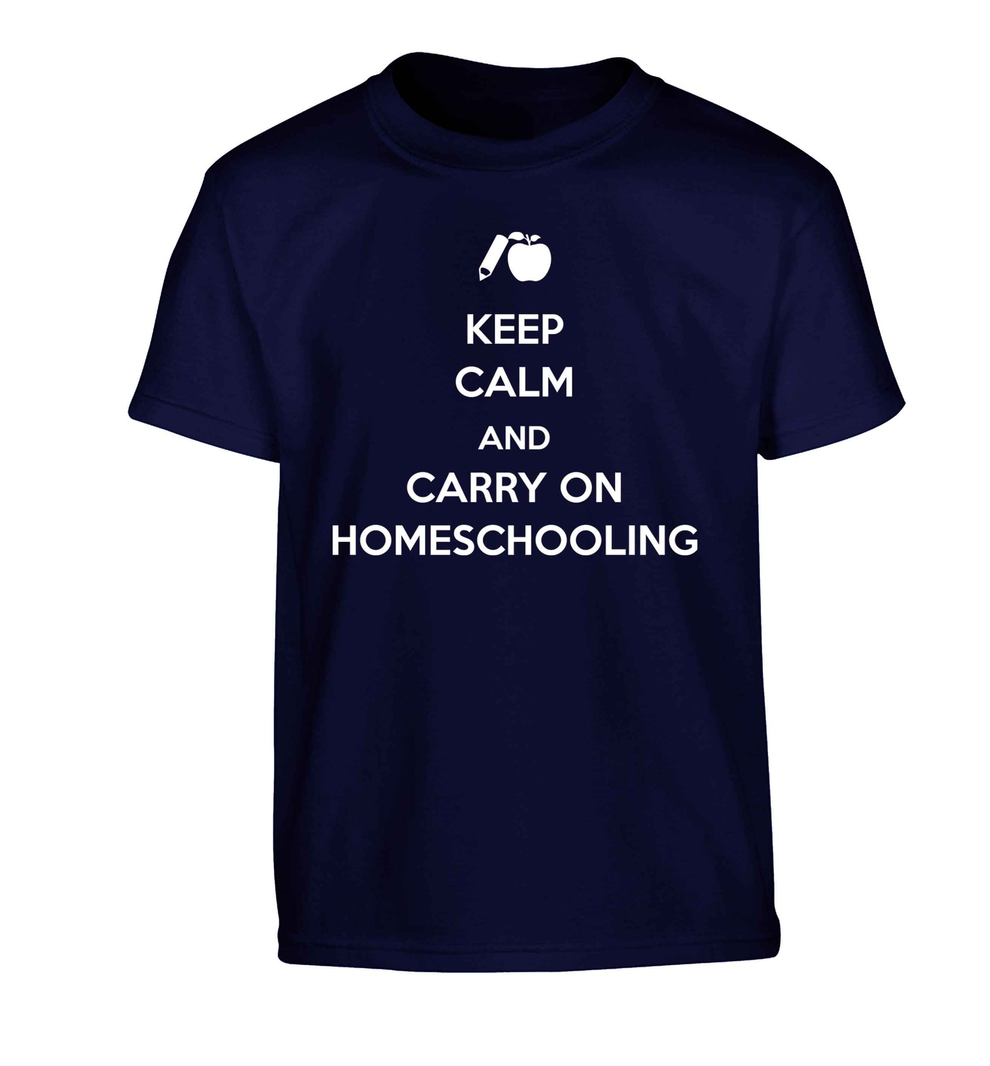 Keep calm and carry on homeschooling Children's navy Tshirt 12-13 Years