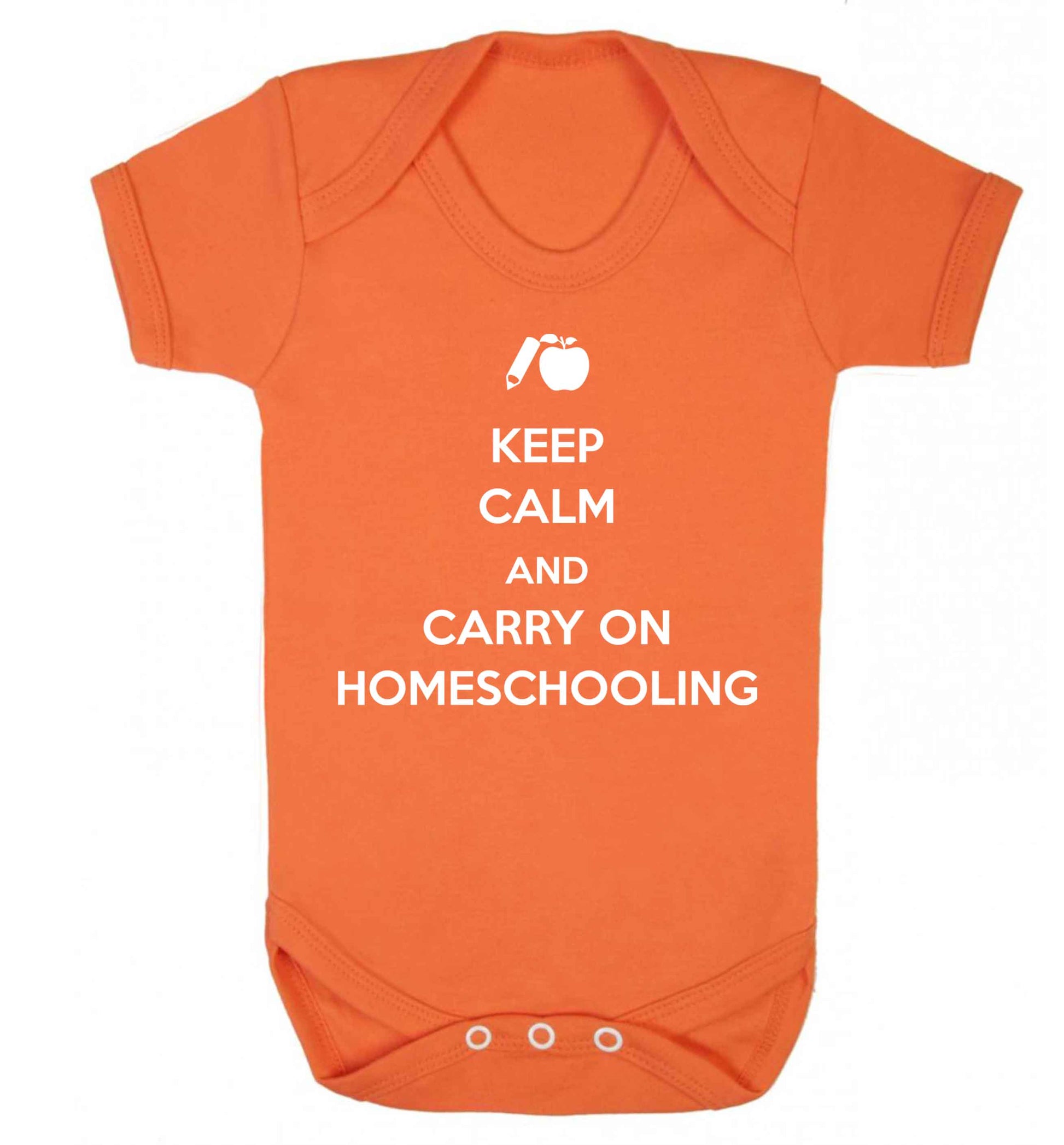 Keep calm and carry on homeschooling Baby Vest orange 18-24 months