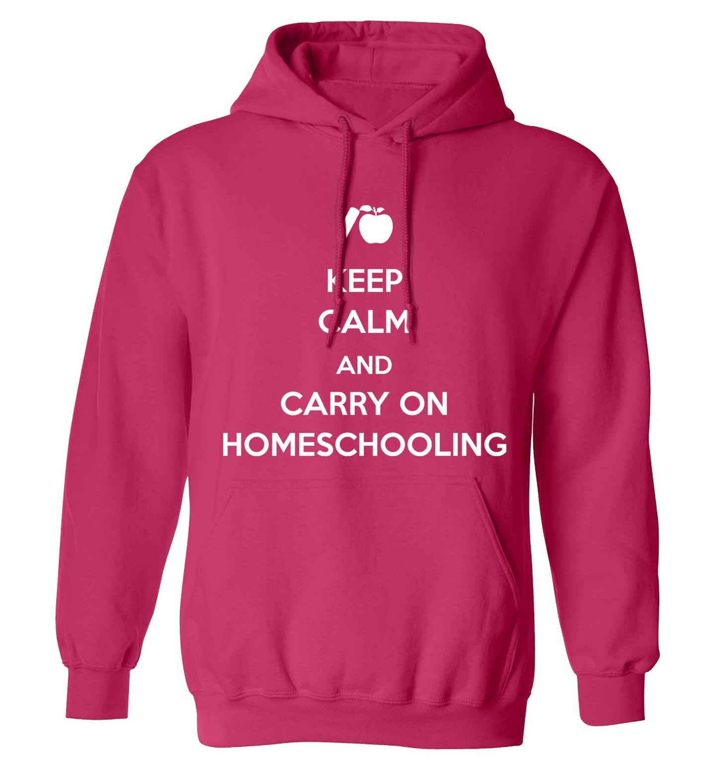 Keep calm and carry on homeschooling adults unisex pink hoodie 2XL