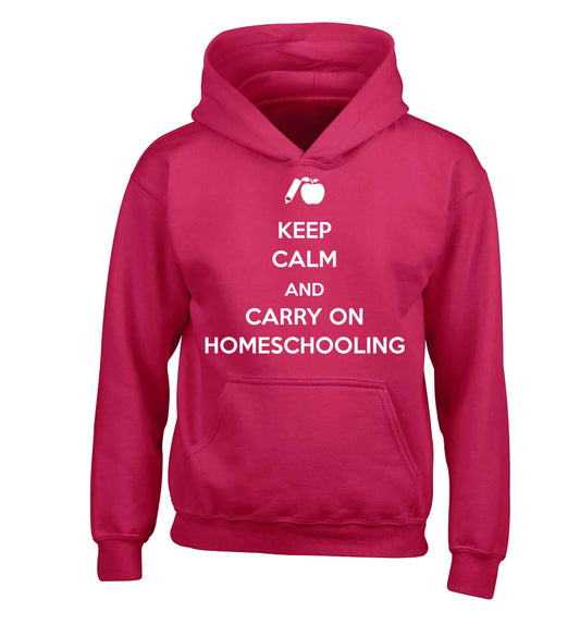 Keep calm and carry on homeschooling children's pink hoodie 12-13 Years