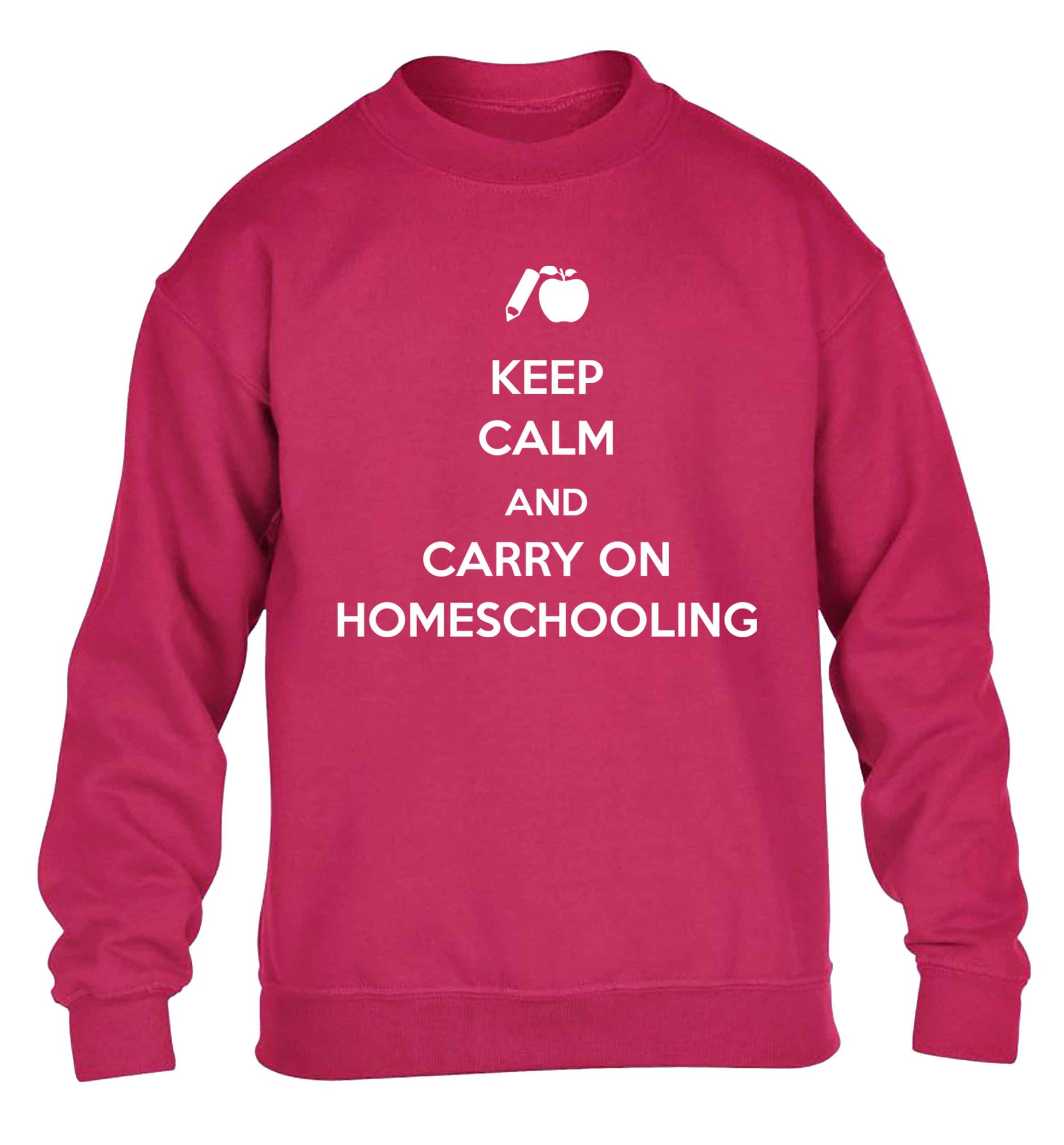 Keep calm and carry on homeschooling children's pink sweater 12-13 Years