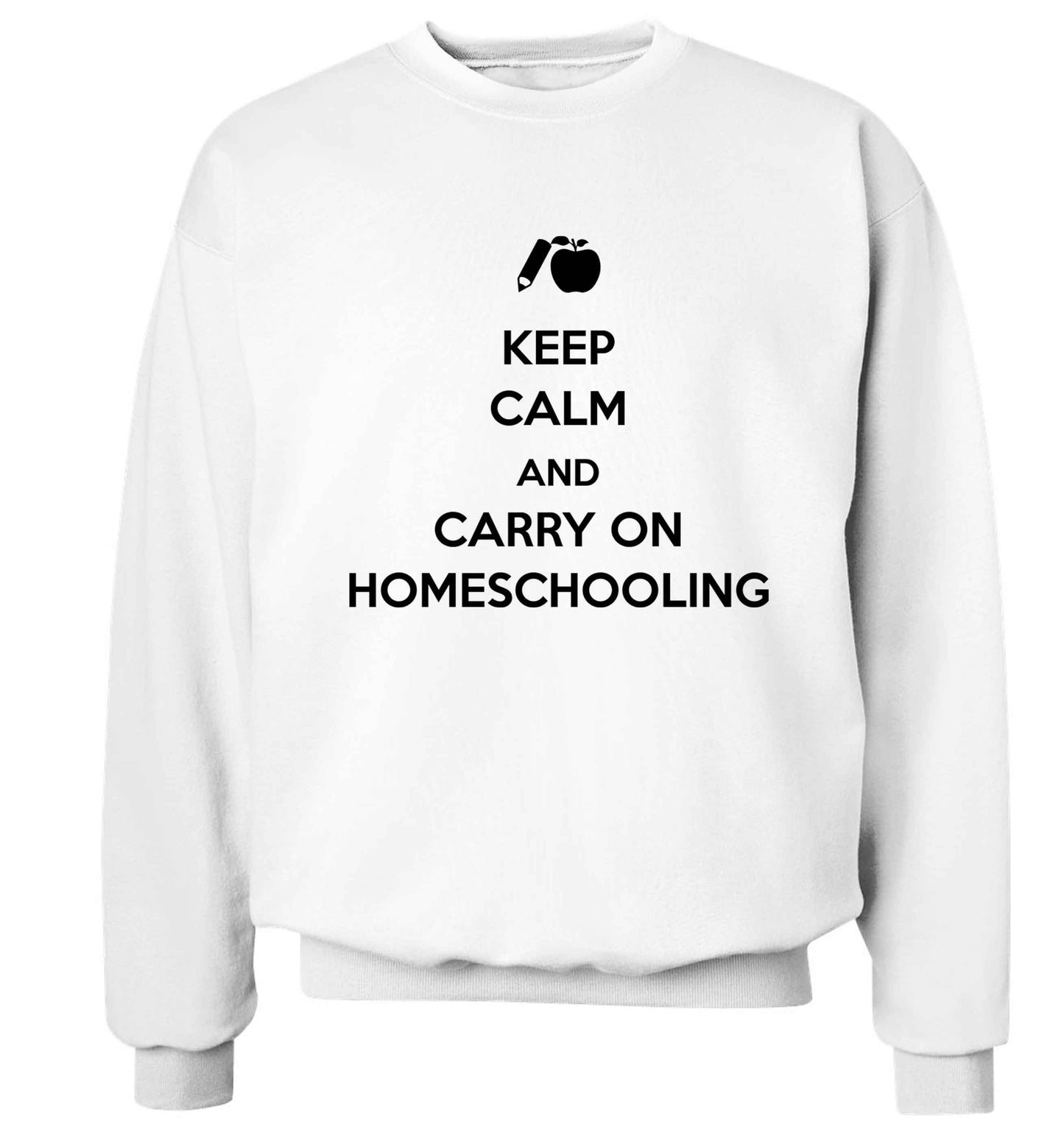 Keep calm and carry on homeschooling Adult's unisex white Sweater 2XL
