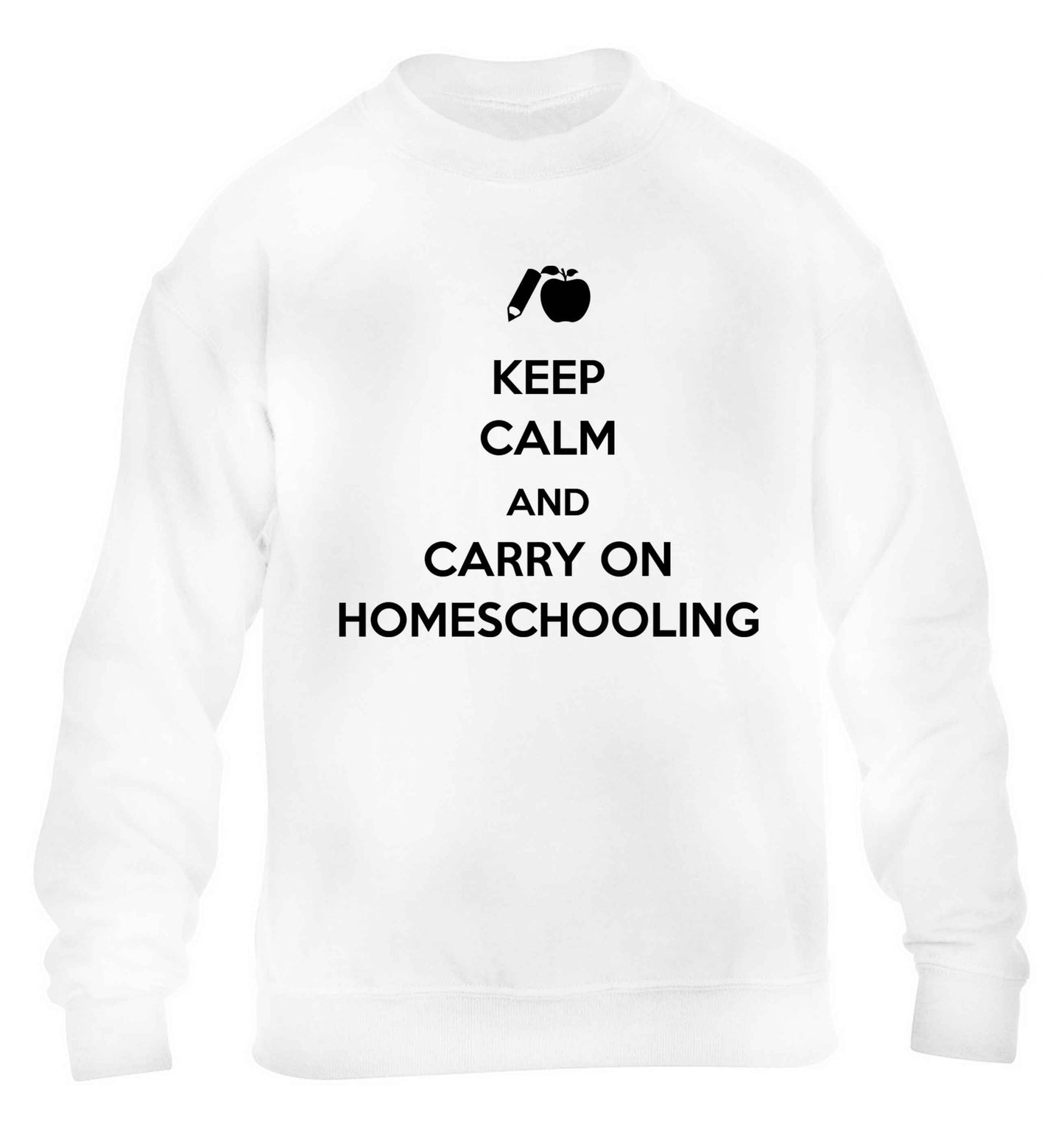 Keep calm and carry on homeschooling children's white sweater 12-13 Years