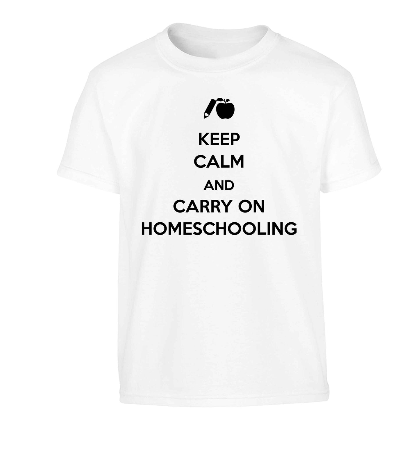 Keep calm and carry on homeschooling Children's white Tshirt 12-13 Years