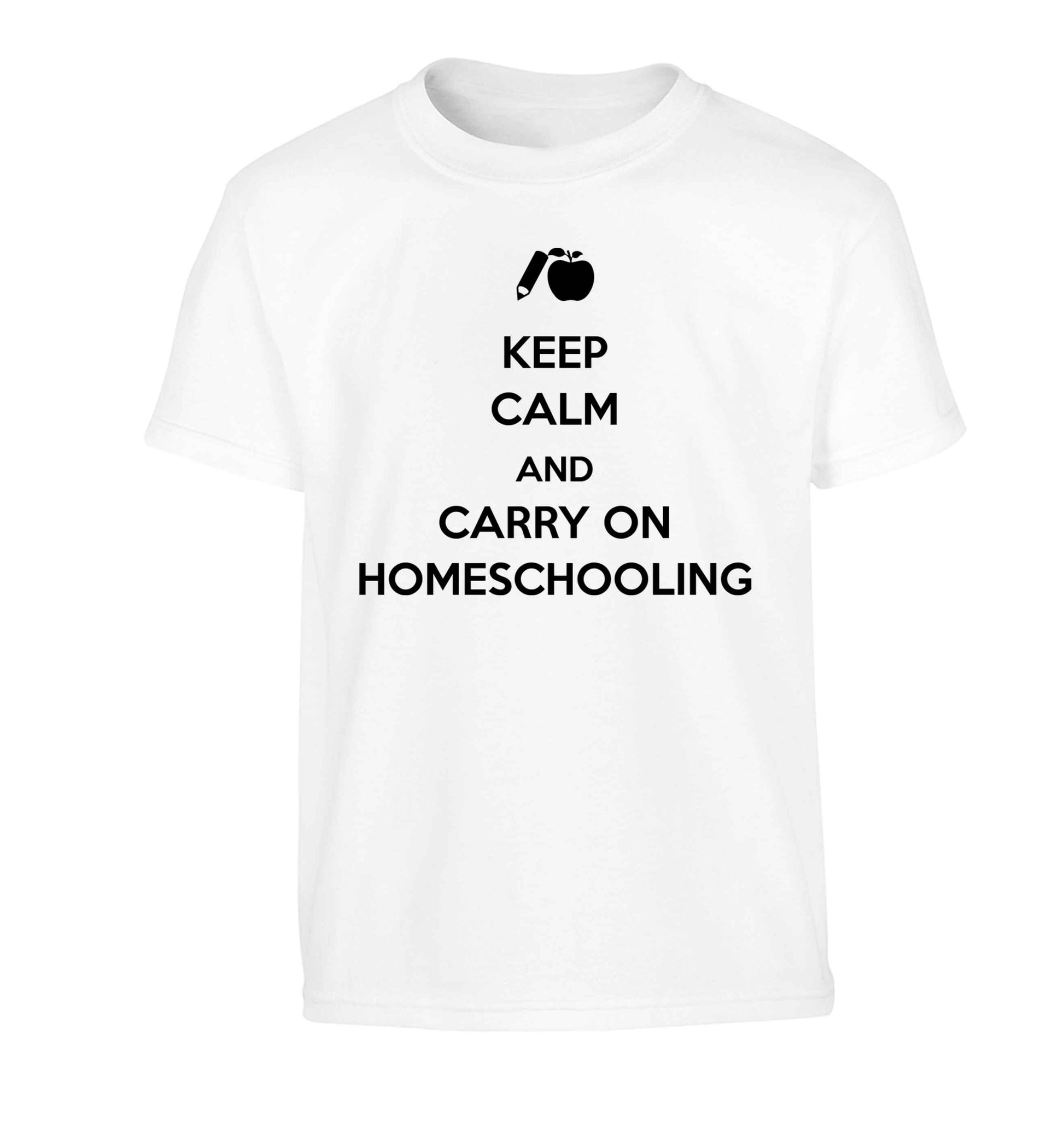 Keep calm and carry on homeschooling Children's white Tshirt 12-13 Years