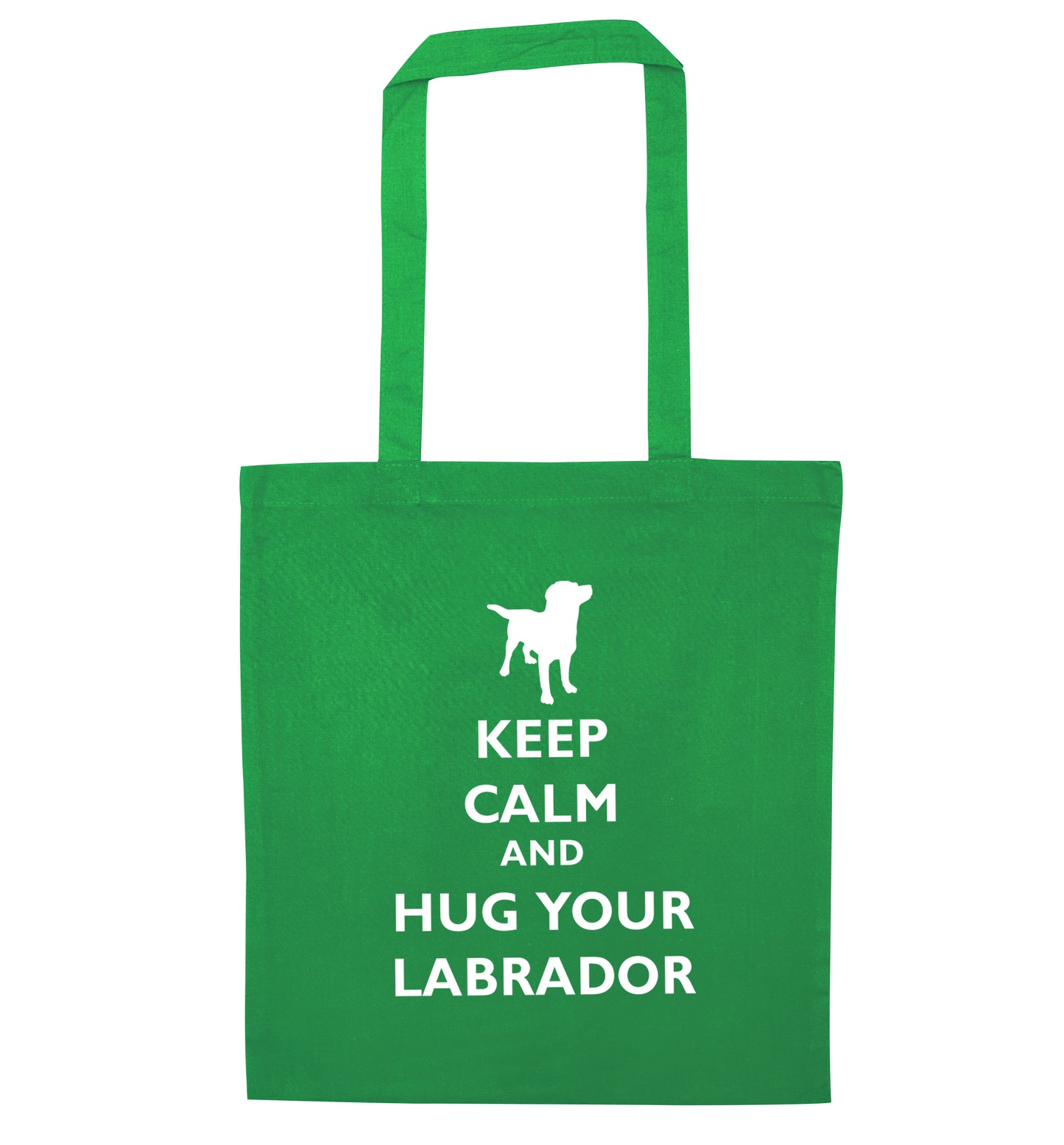 Keep calm and hug your labrador green tote bag