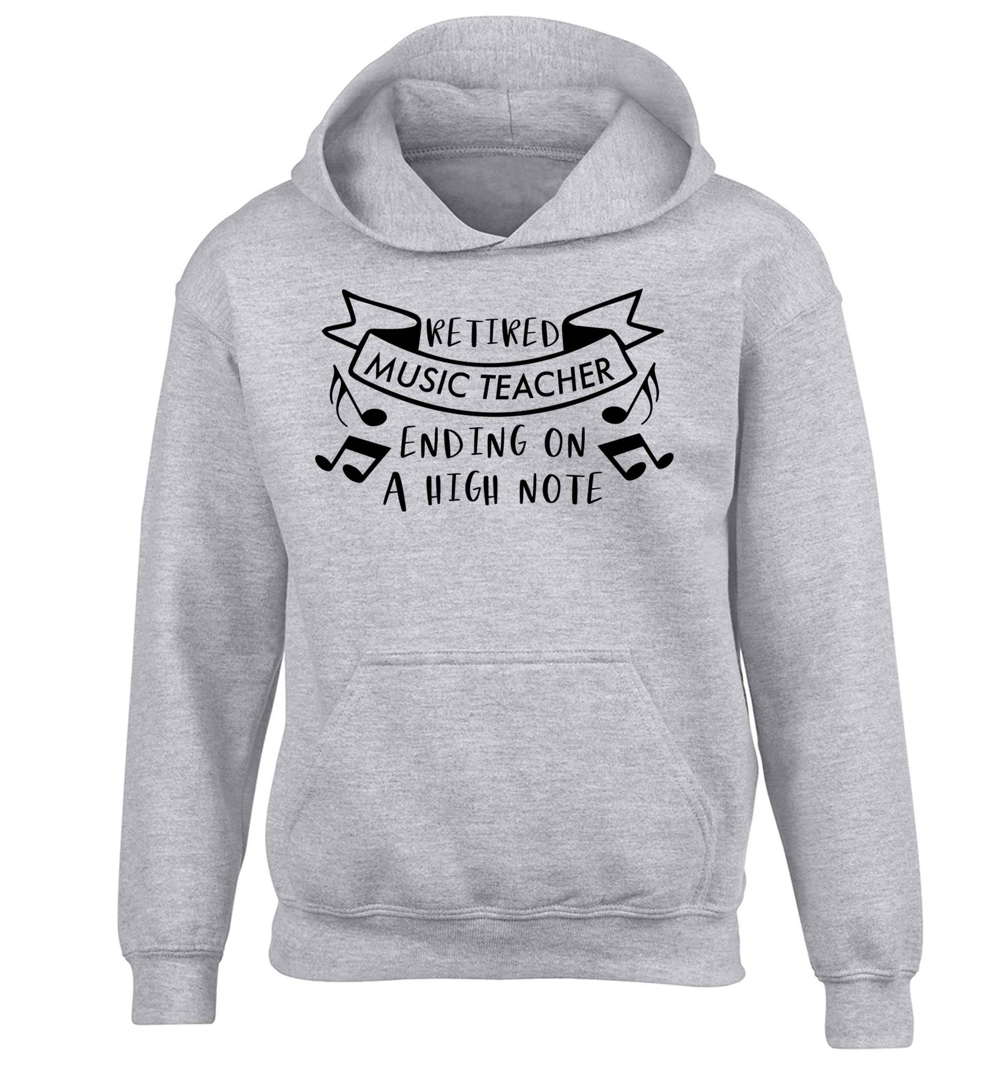 Retired music teacher ending on a high note children's grey hoodie 12-13 Years