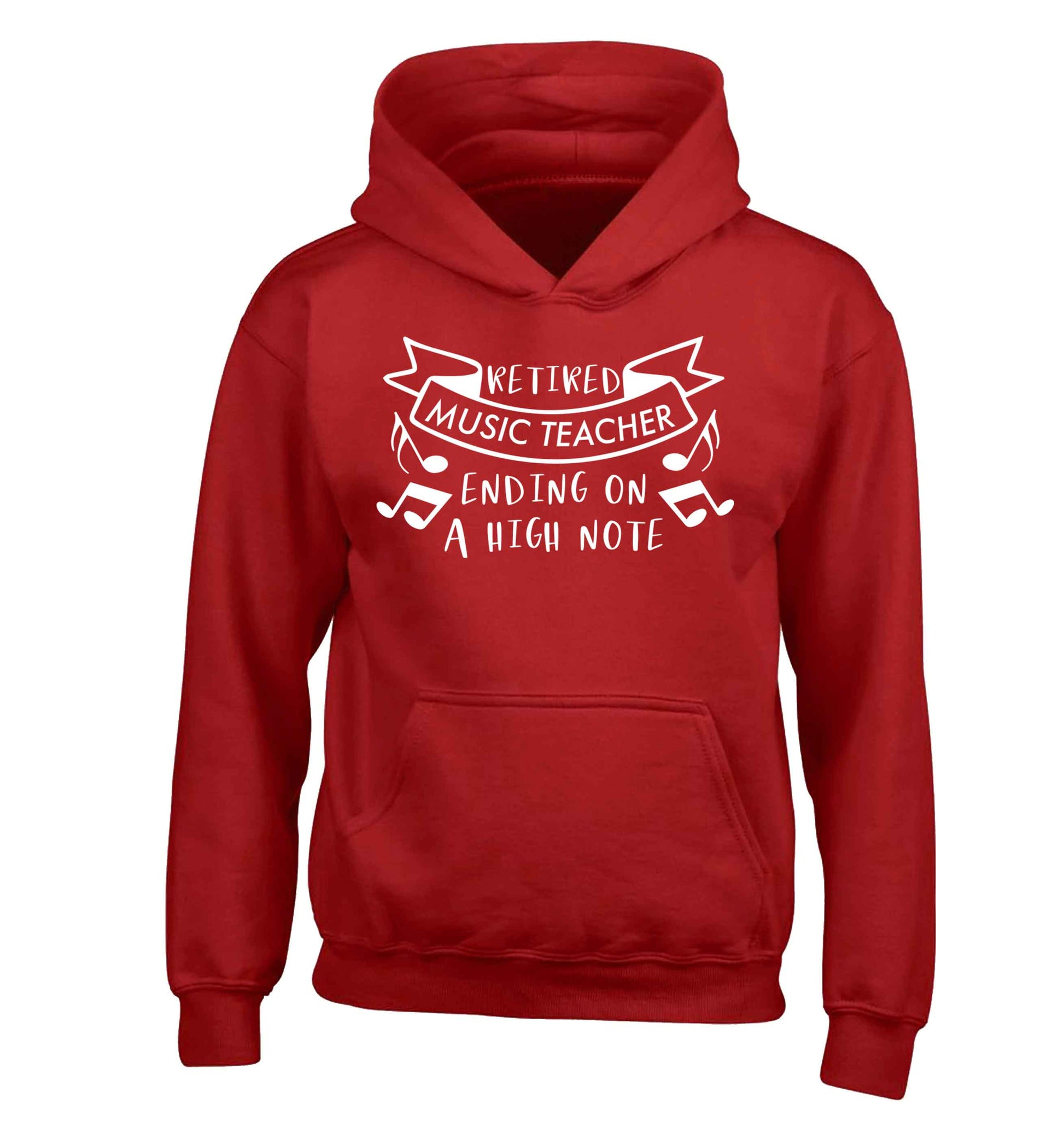 Retired music teacher ending on a high note children's red hoodie 12-13 Years