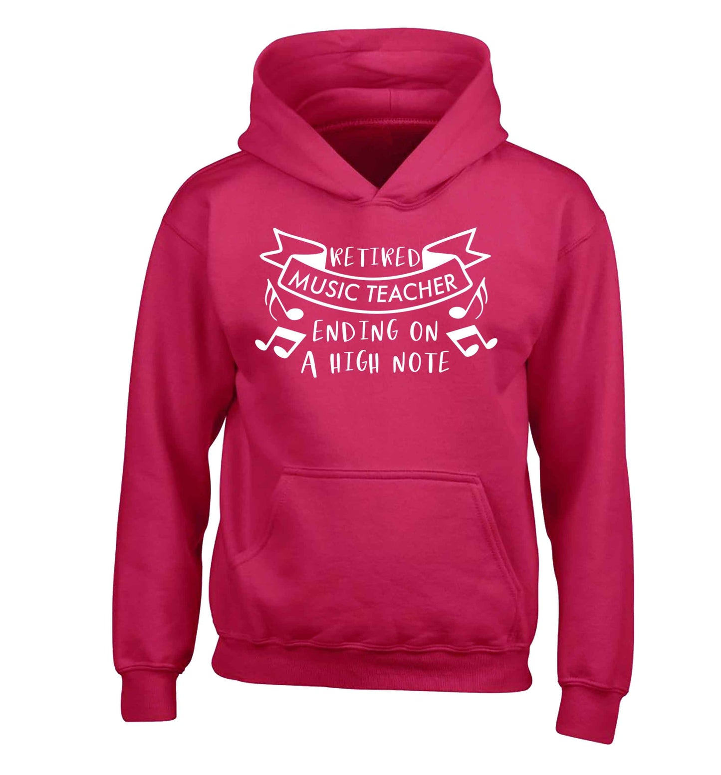 Retired music teacher ending on a high note children's pink hoodie 12-13 Years
