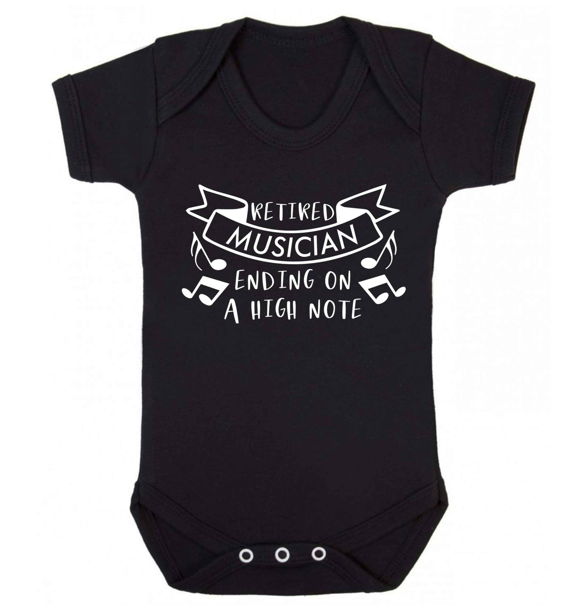 Retired musician ending on a high note Baby Vest black 18-24 months
