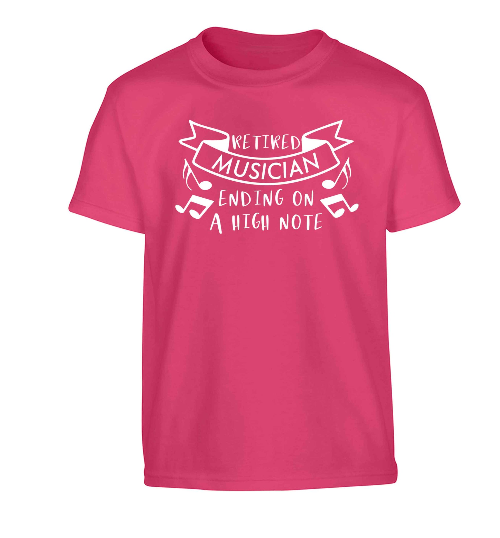 Retired musician ending on a high note Children's pink Tshirt 12-13 Years