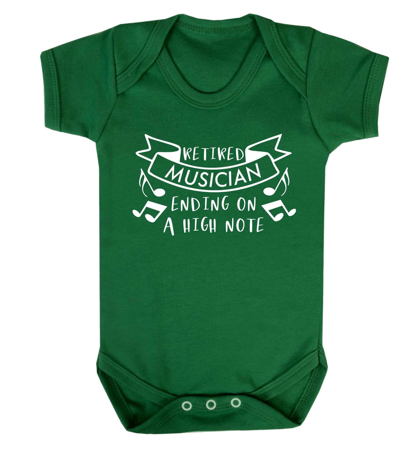 Retired musician ending on a high note Baby Vest green 18-24 months