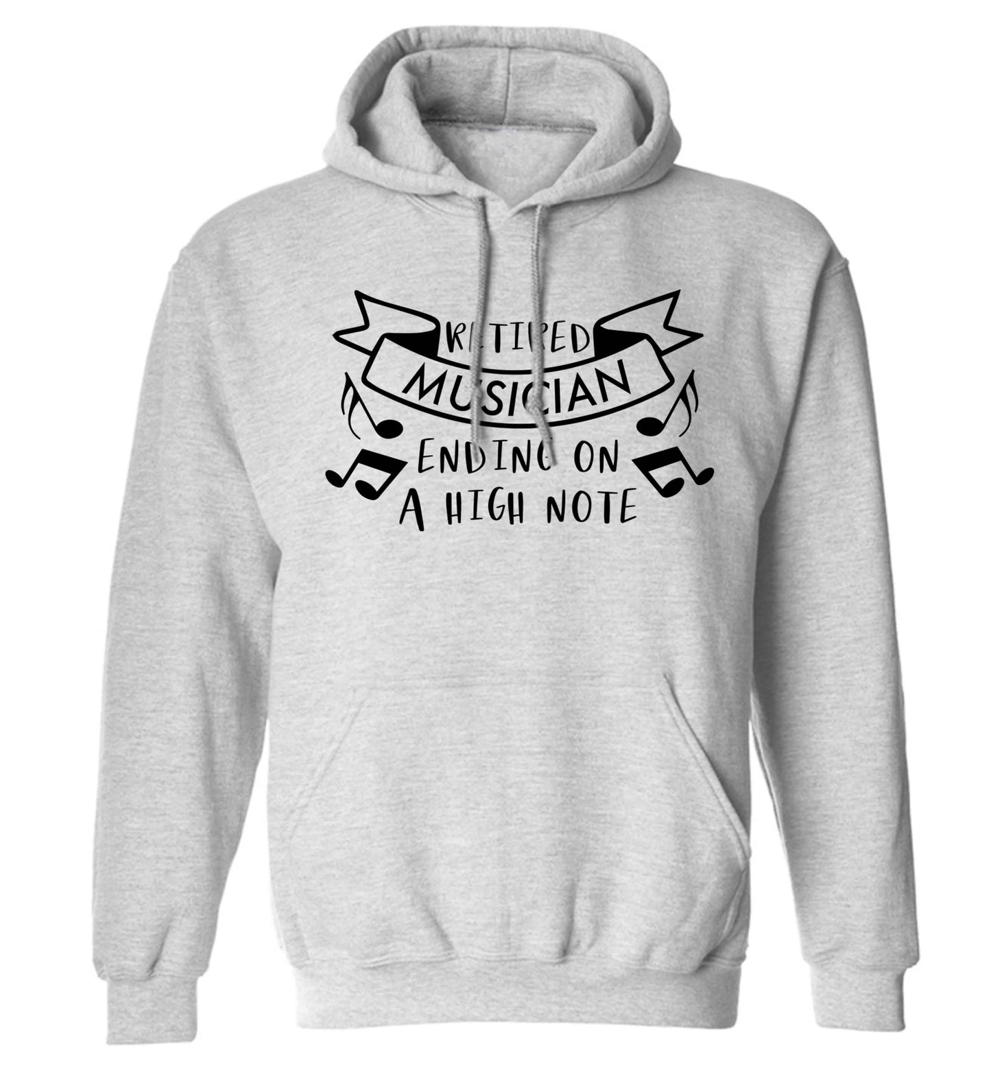 Retired musician ending on a high note adults unisex grey hoodie 2XL