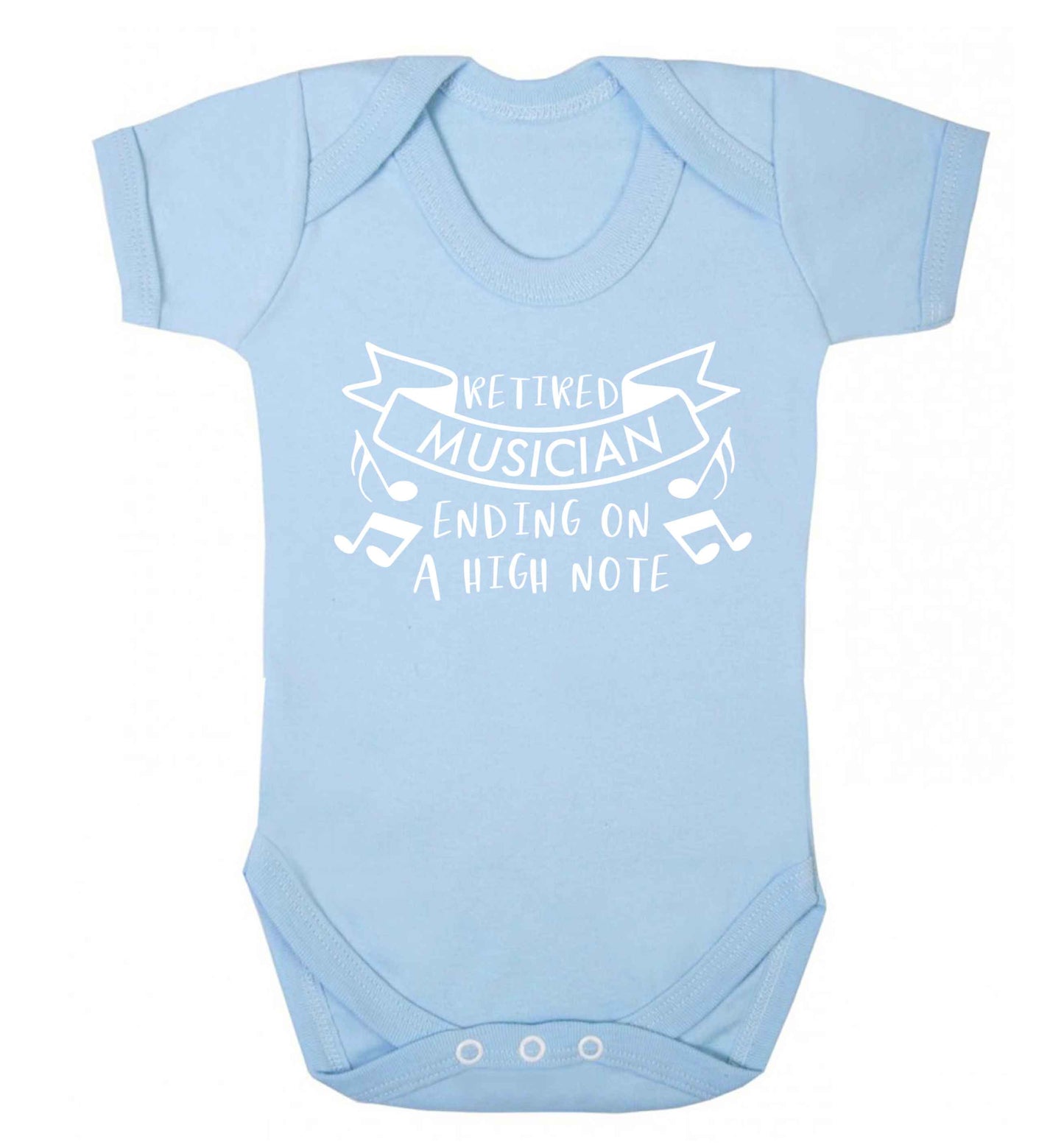 Retired musician ending on a high note Baby Vest pale blue 18-24 months